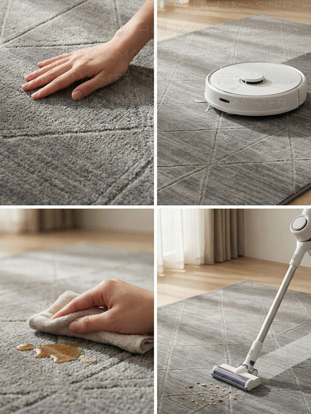 Bambu Antrasit Geometrik Desenli Kaymaz Taban Halı - Özel Ölçü Kesme Yolluk