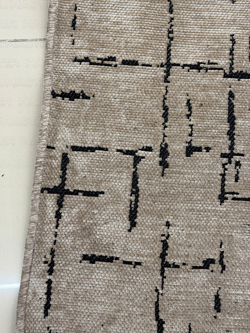 Kilim Siyah Çizgili Modern Açık Kahve Bej - Salon Halısı ve Yolluk Özel Ölçü