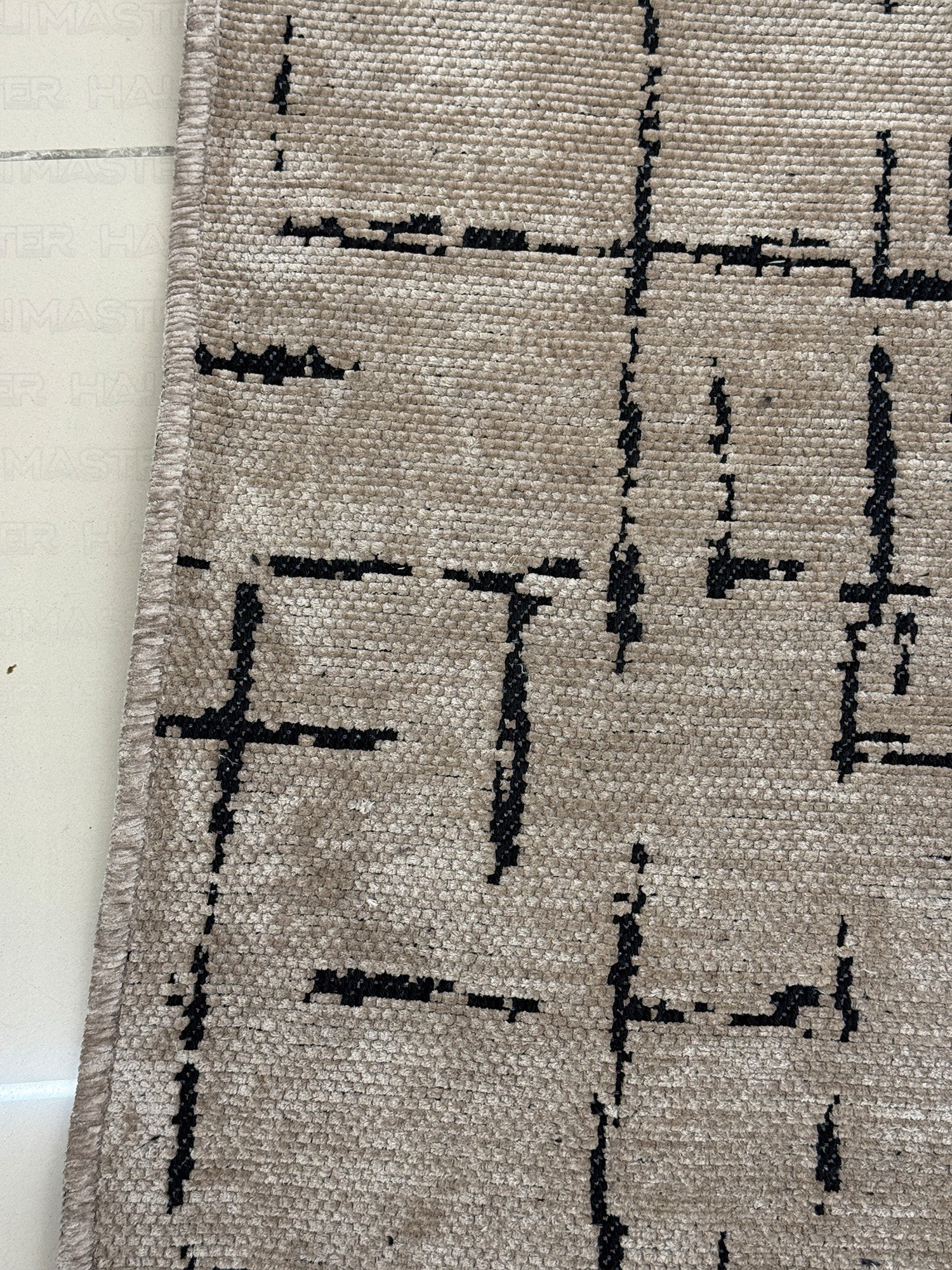 Kilim Siyah Çizgili Modern Açık Kahve Bej - Salon Halısı ve Yolluk Özel Ölçü