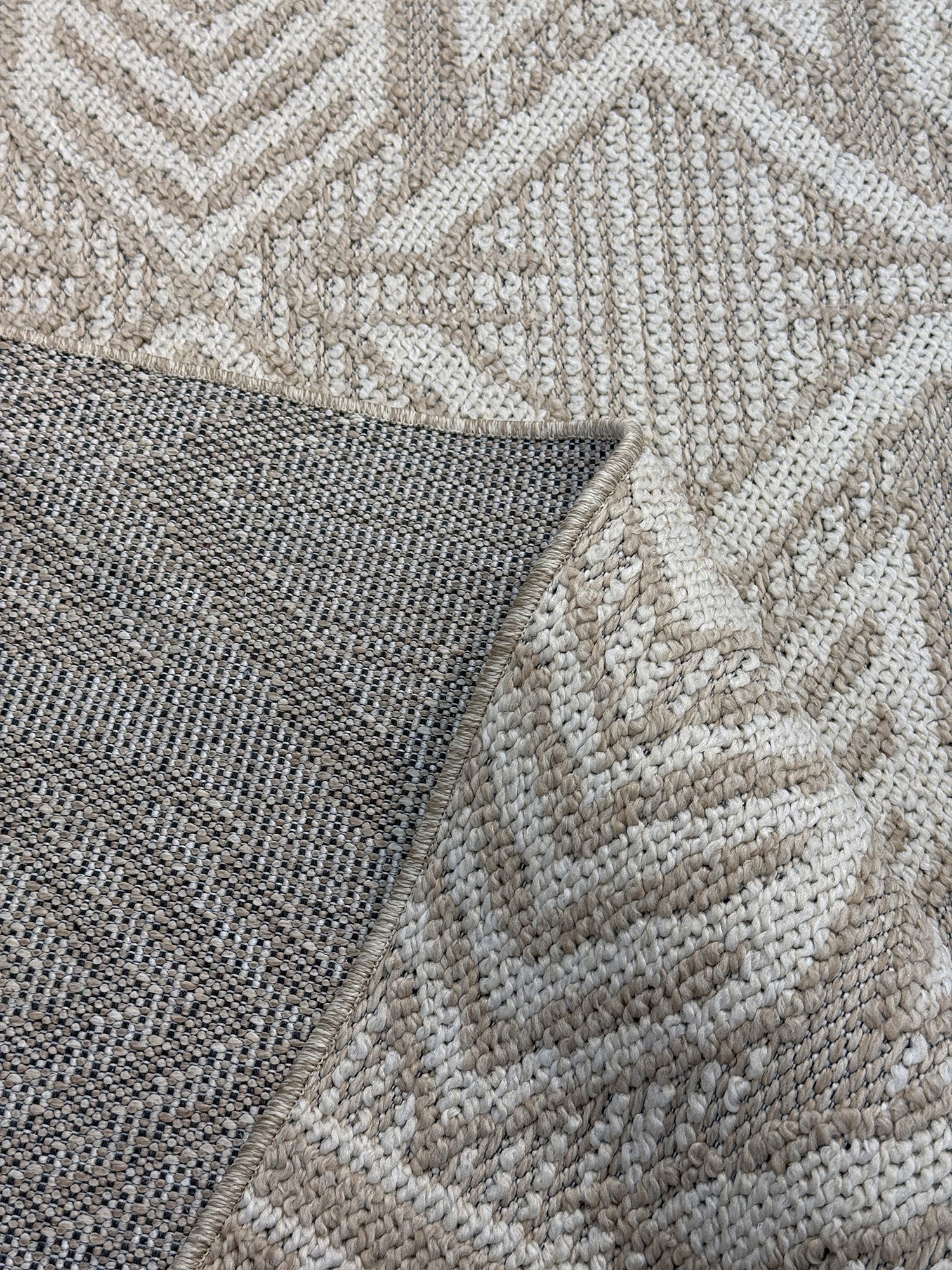 Bohem İskandinav Tarzı Etnik Motifli Bej Kahve Dokuma Halı - 4m² (160x230)