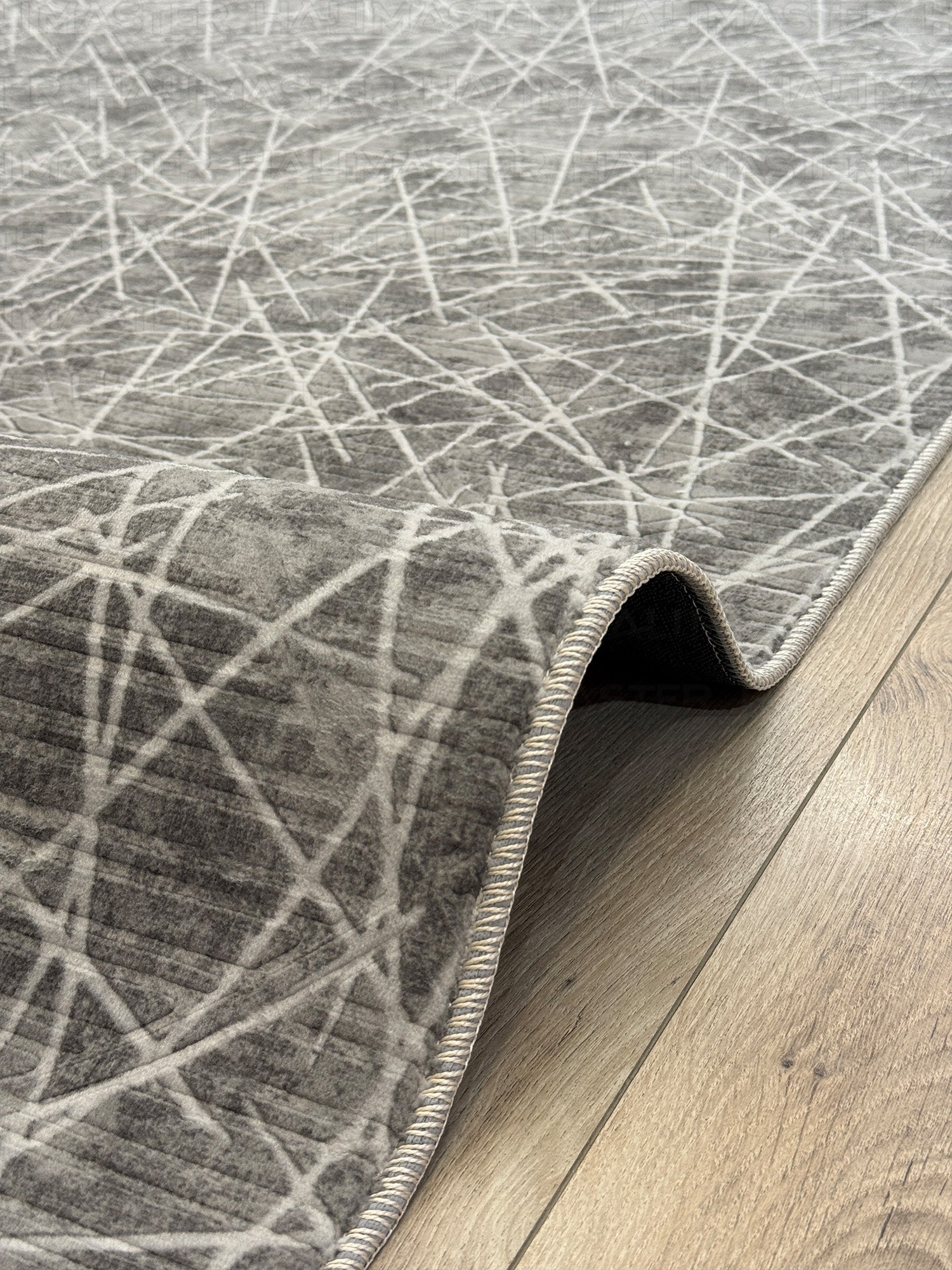 Jel Modern Gri Antrasit Geometrik Çizgili Özel Ölçü Kesme Halı