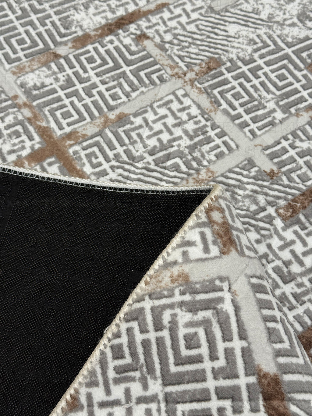 Modern Geometrik Desenli Eskitme Halı - 4m² (160x230) Antrasit Krem Salon Halısı