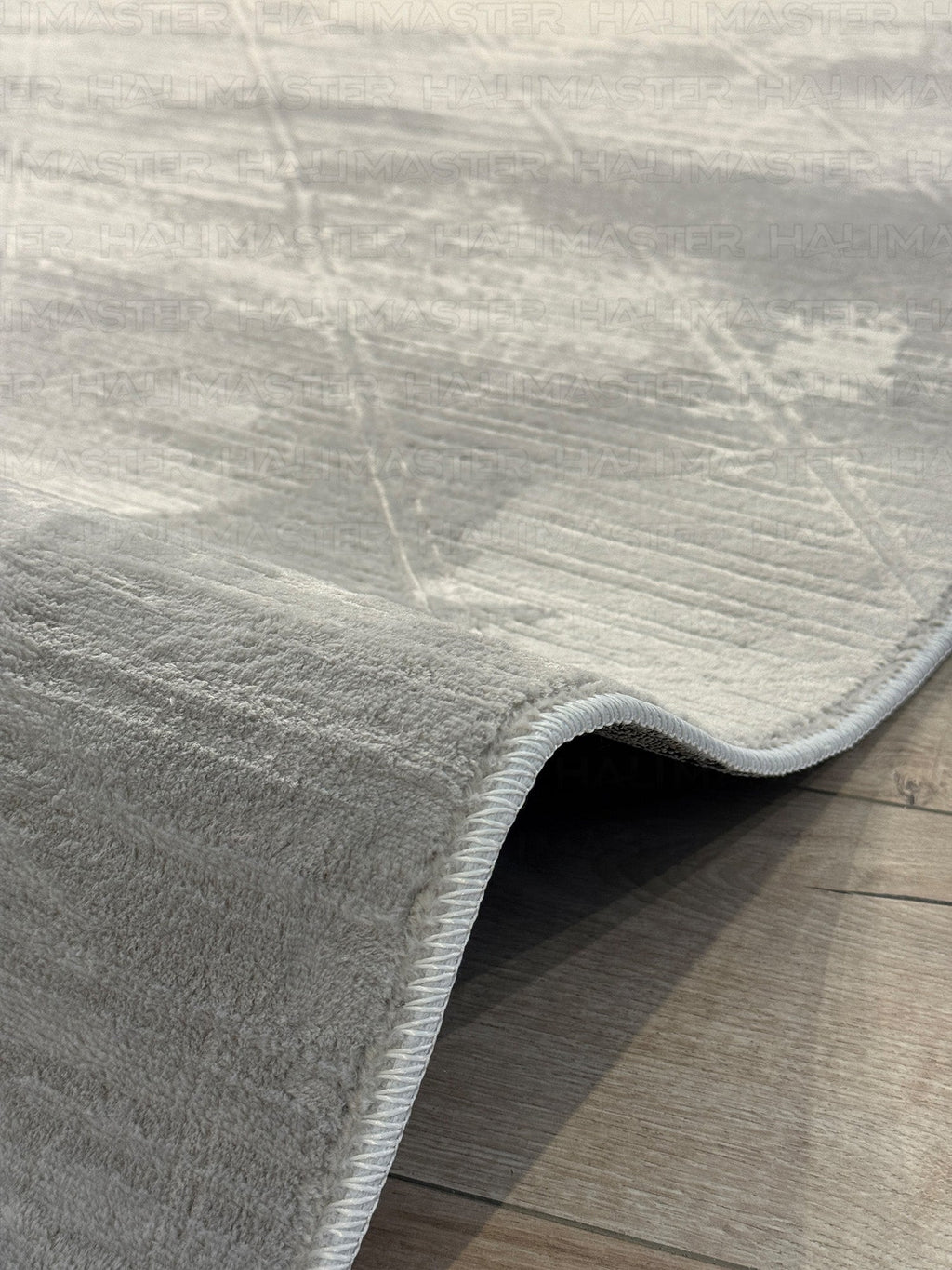 Bambu Gri Modern Geometrik Kaymaz Taban Özel Ölçü Kesilebilir Halı Yolluk