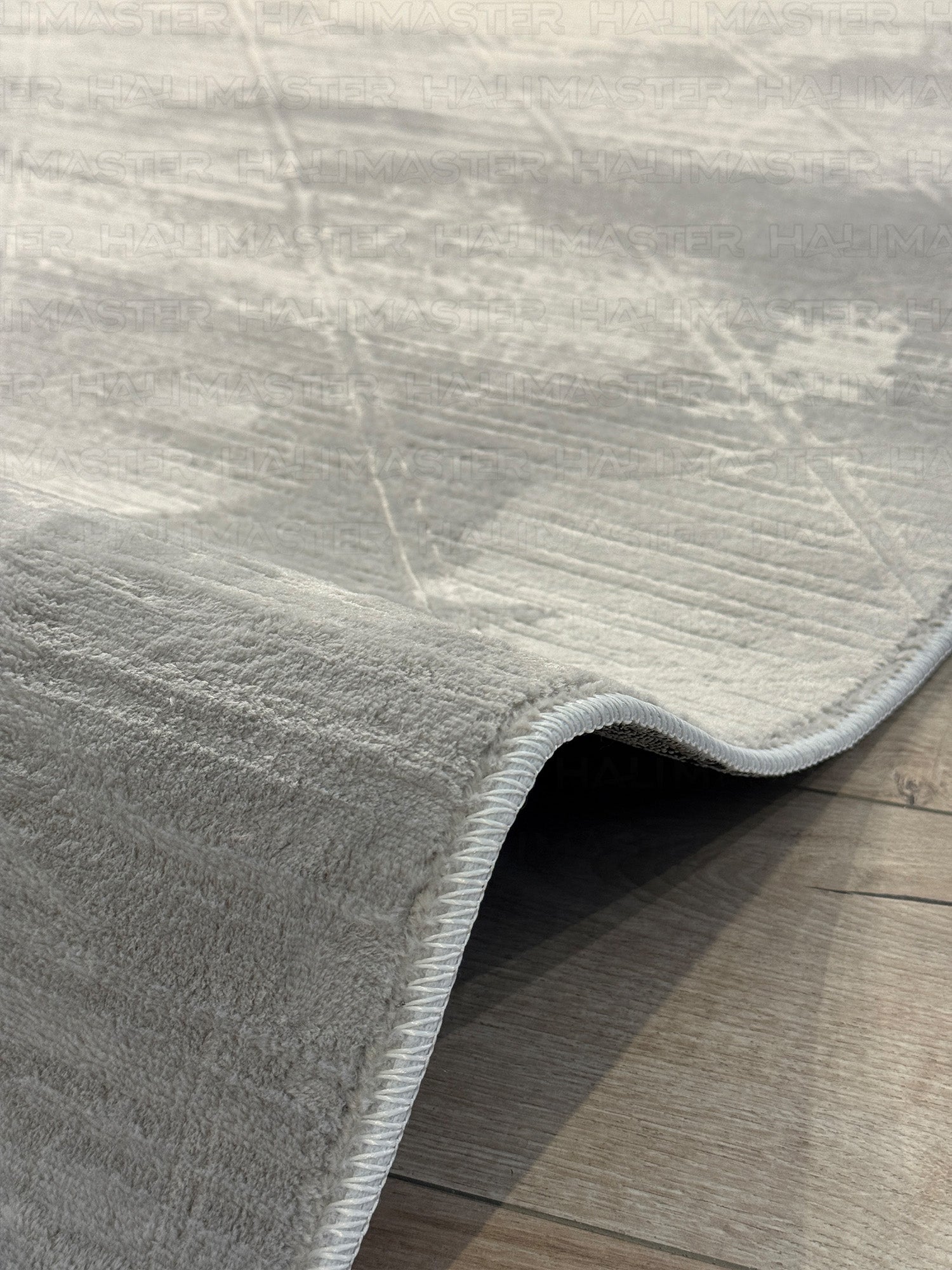 Bambu Gri Modern Geometrik Kaymaz Taban Özel Ölçü Kesilebilir Halı Yolluk