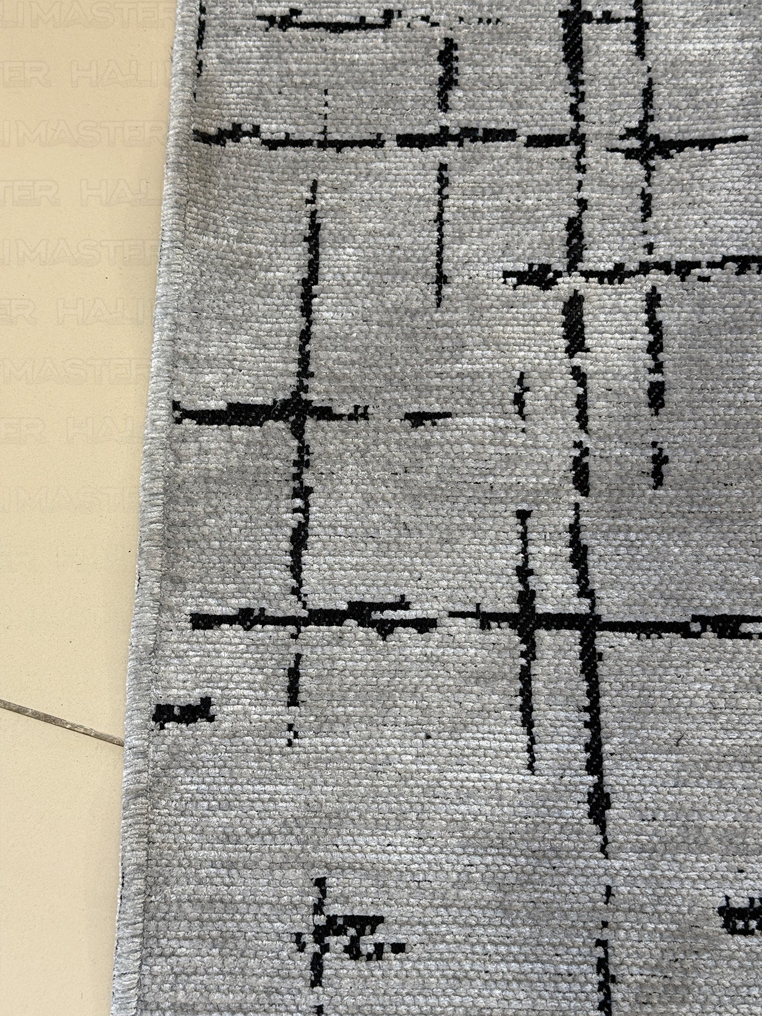 Kilim Siyah Çizgili Modern Gri Salon Halısı ve Yolluk Özel Ölçü