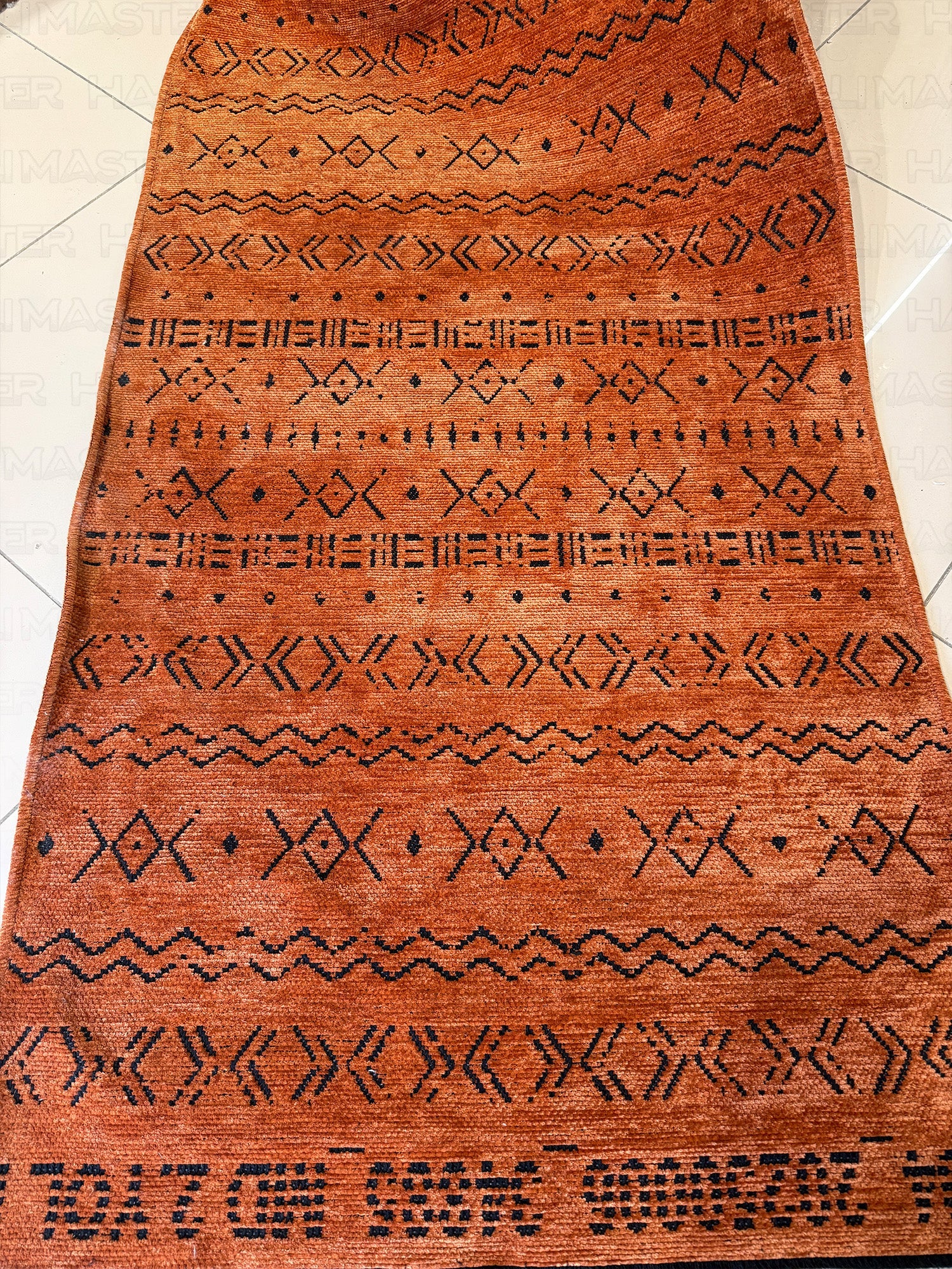 Kilim Etnik Desenli Kiremit Turuncu Modern Halı & Yolluk - Özel Ölçü Seçeneği
