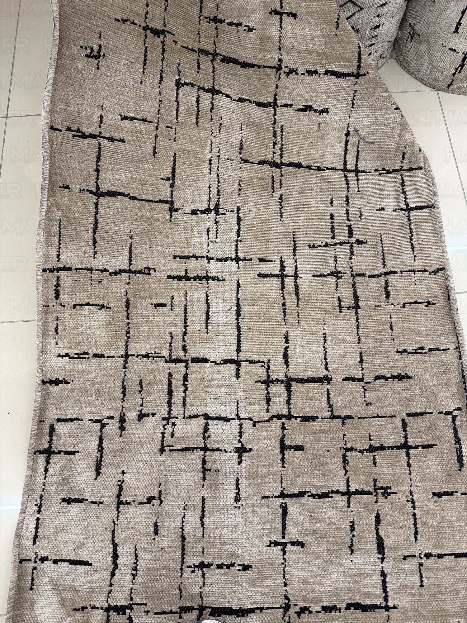 Kilim Siyah Çizgili Modern Açık Kahve Bej - Salon Halısı ve Yolluk Özel Ölçü