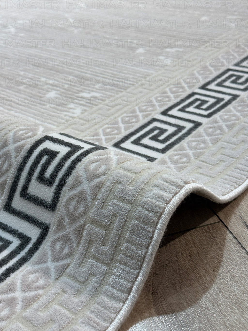 Versace Model Eskitme Dokulu Krem Bej Halı - Lüks Modern Seri