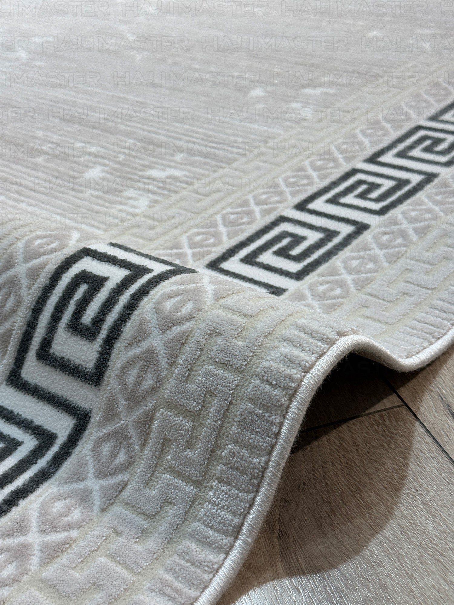 Versace Model Eskitme Dokulu Krem Bej Halı - Lüks Modern Seri