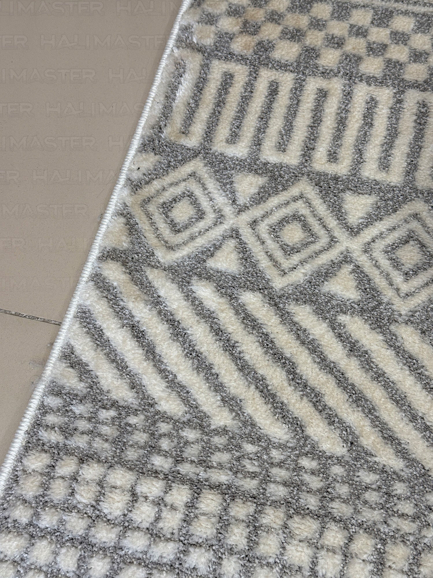 Dekoratif Boho İskandinav Tarzı Modern Salon ve Koridor Halısı - Gri/Ekru