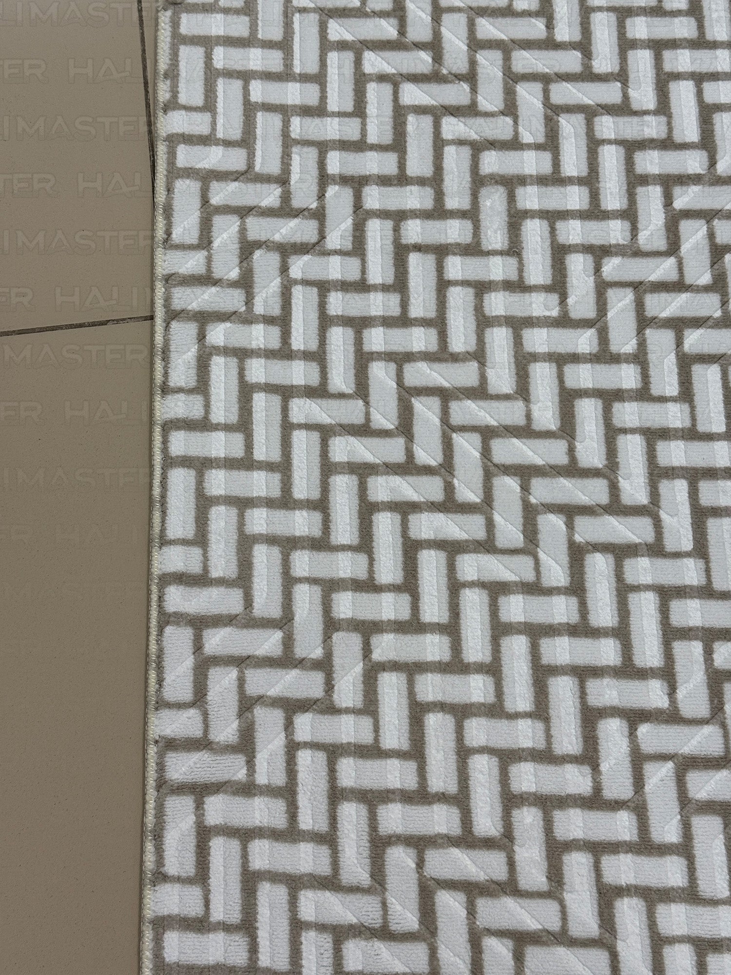 Bohem Tarz Sepet Örgü Desenli Salon Halısı - Kahve Krem 4m2 (160x230)