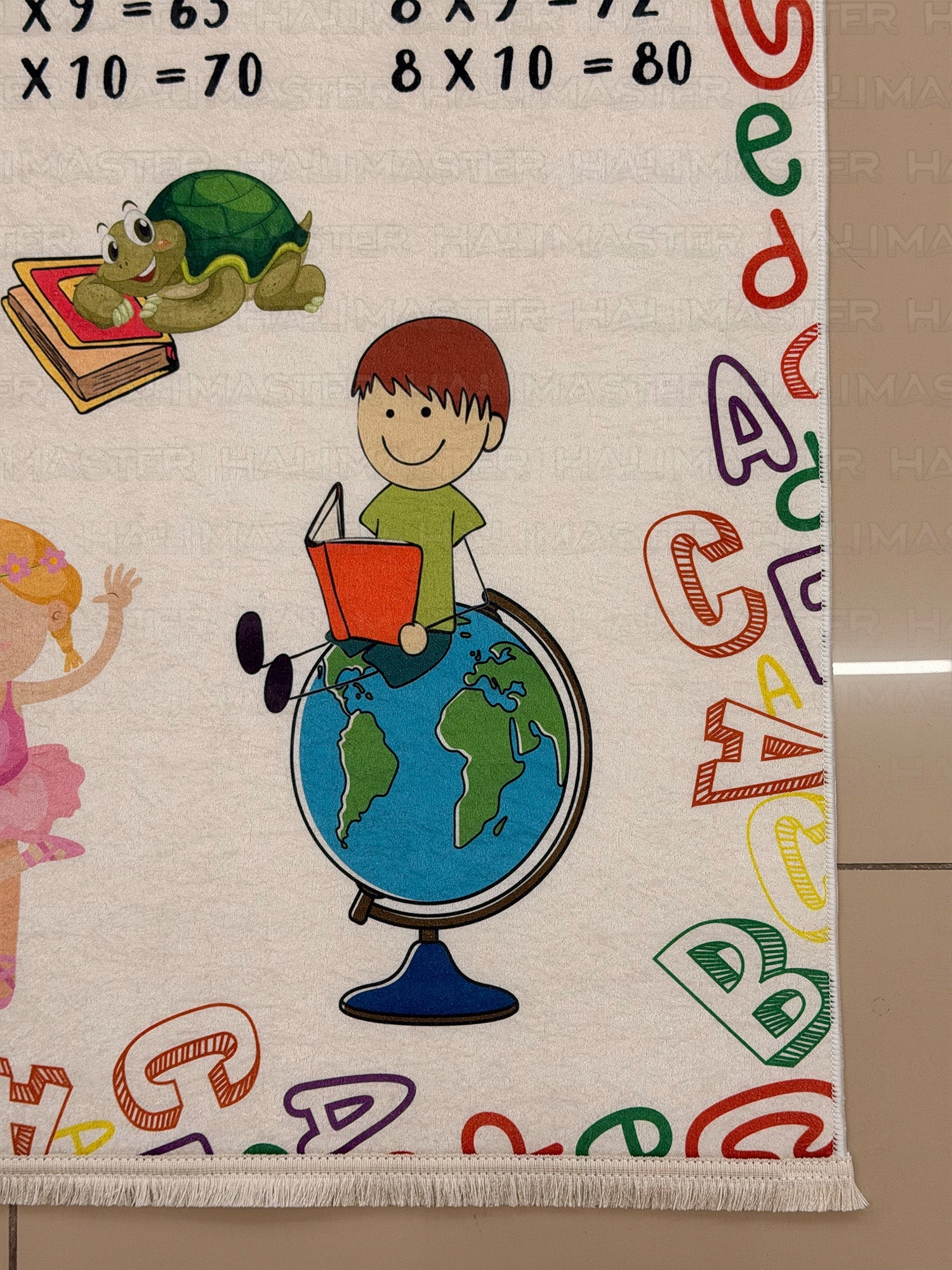 Eğitici Çarpım Tablosu Desenli Çocuk ve Bebek Odası Halısı - Kaymaz Tabanlı  Oyun Halısı