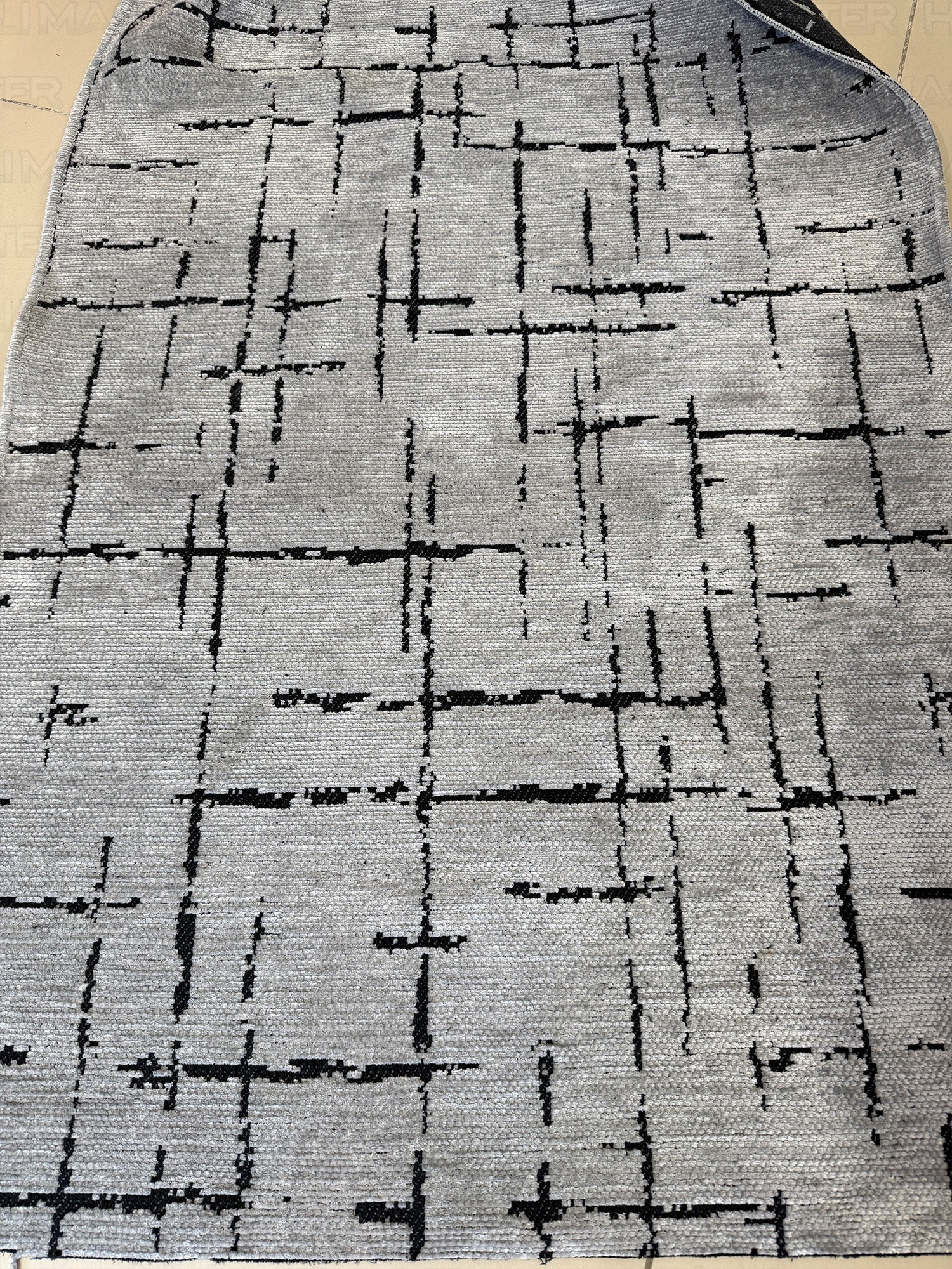 Kilim Siyah Çizgili Modern Gri Salon Halısı ve Yolluk Özel Ölçü