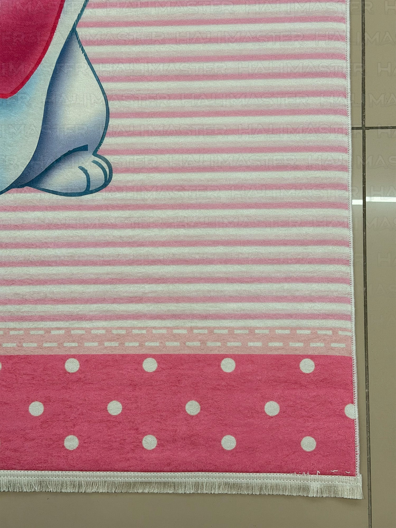 Marie Kedi Karakterli Pembe Çizgili Çocuk ve Bebek Odası Halısı - Kaymaz Taban