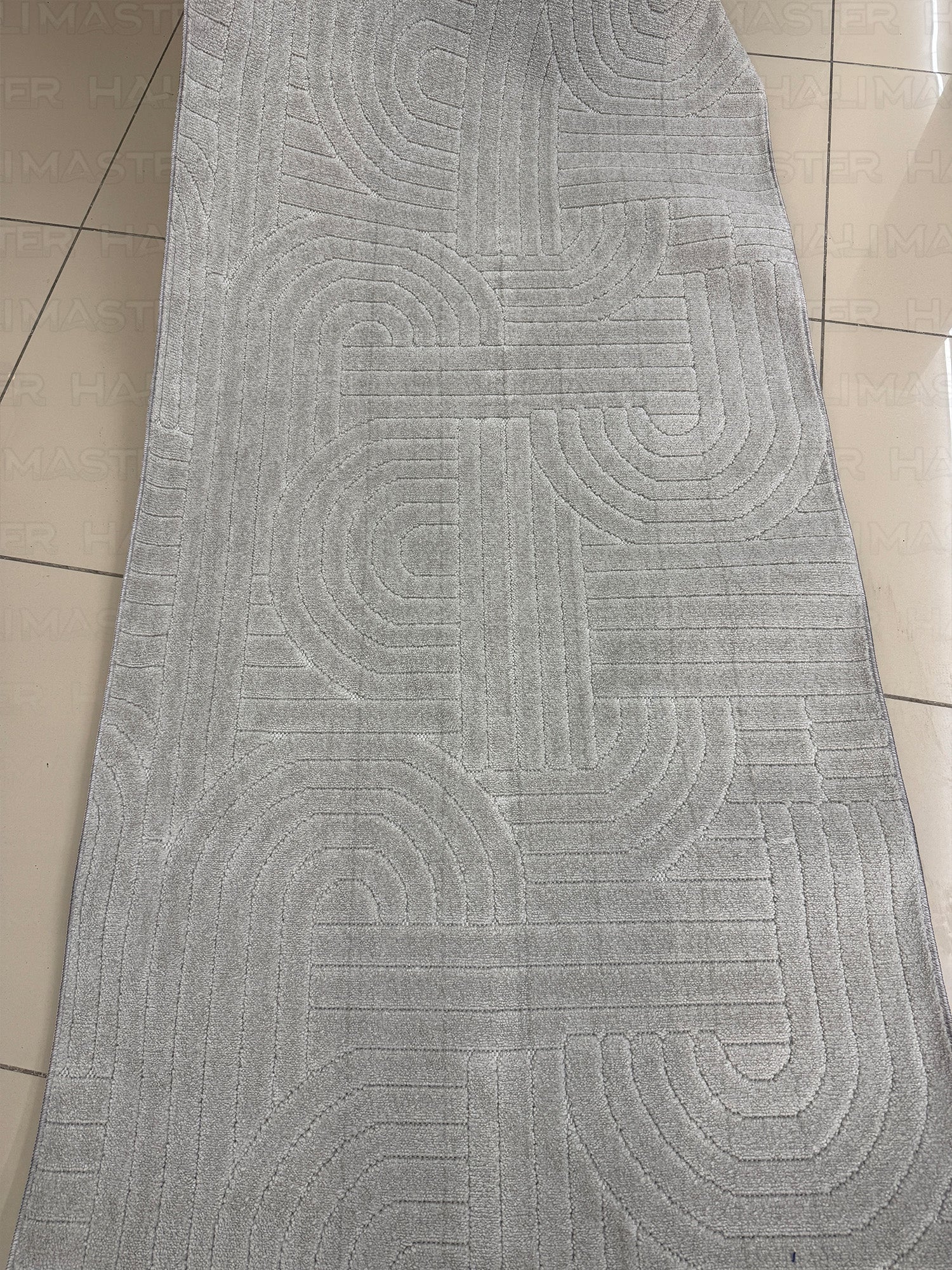 Dekoratif Gri Kabartma Desenli Modern Salon & Yolluk Halı