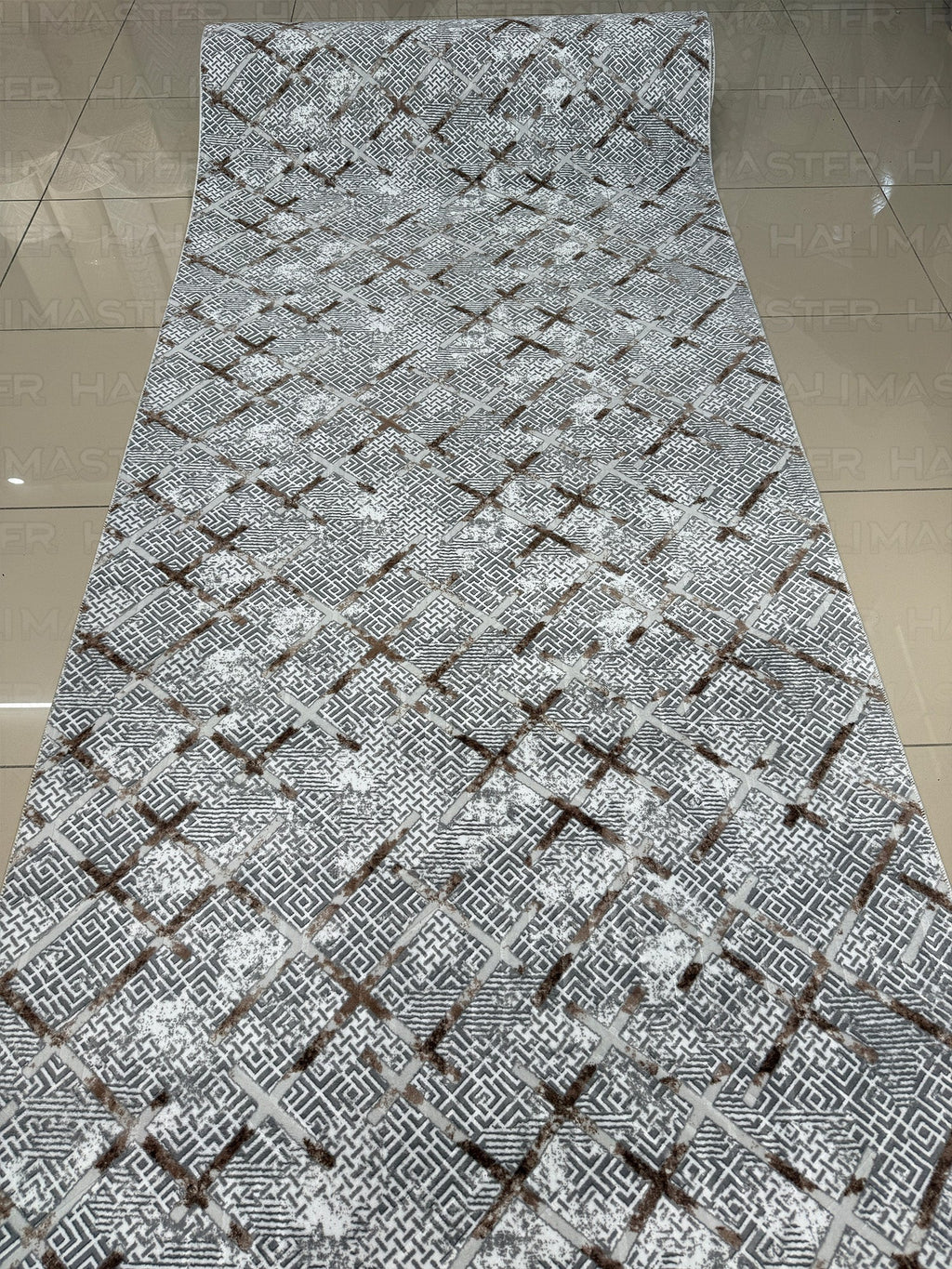 Modern Geometrik Desenli Eskitme Halı - 4m² (160x230) Antrasit Krem Salon Halısı