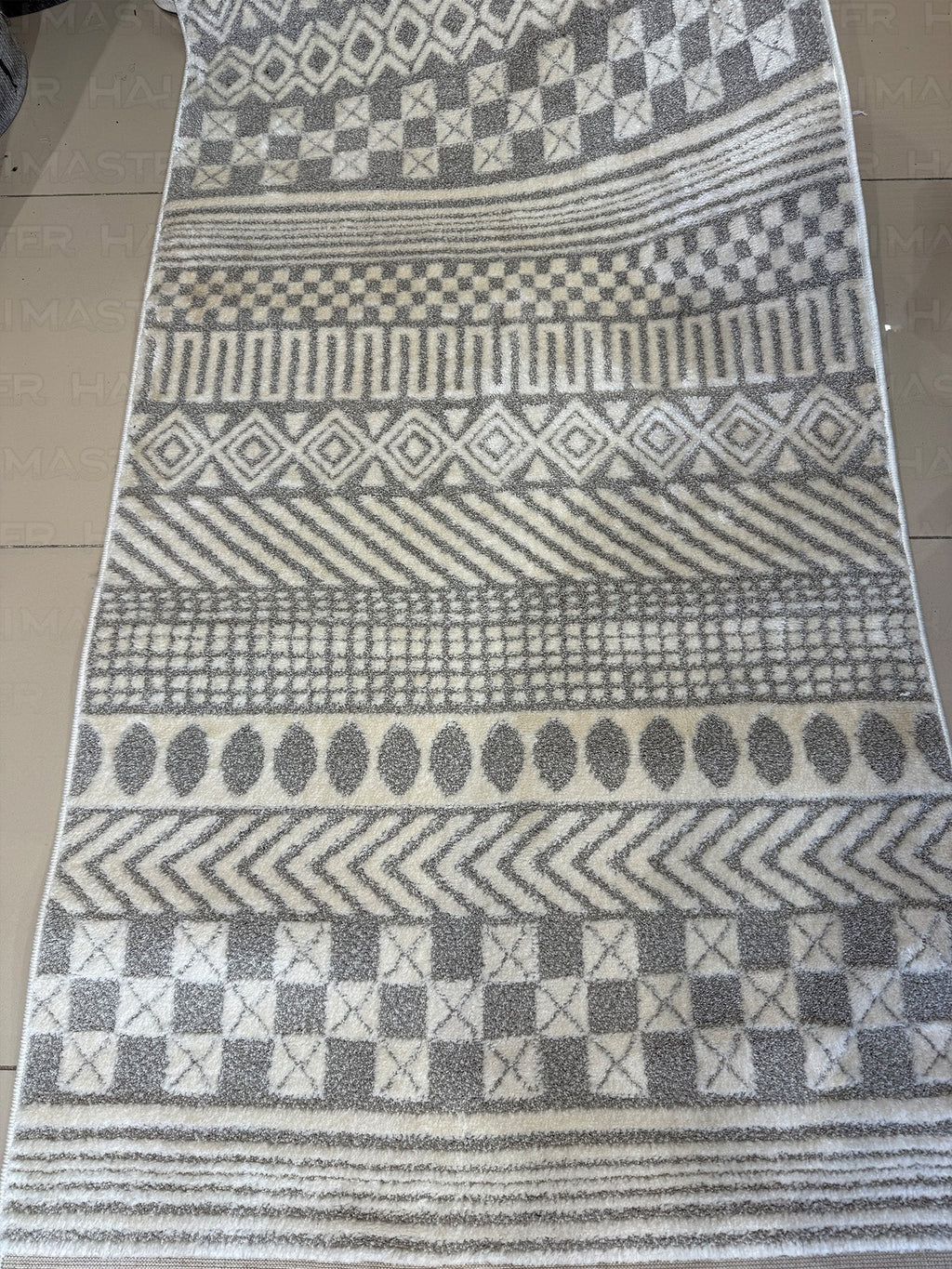 Dekoratif Boho İskandinav Tarzı Modern Salon ve Koridor Halısı - Gri/Ekru