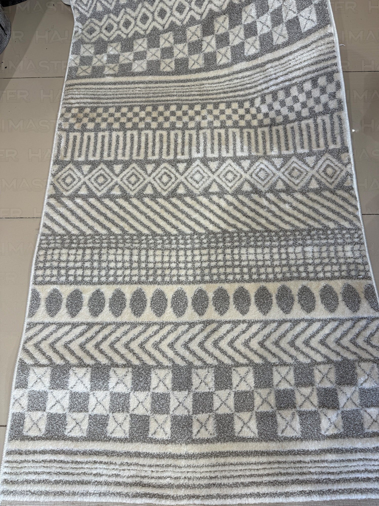 Dekoratif Boho İskandinav Tarzı Modern Salon ve Koridor Halısı - Gri/Ekru