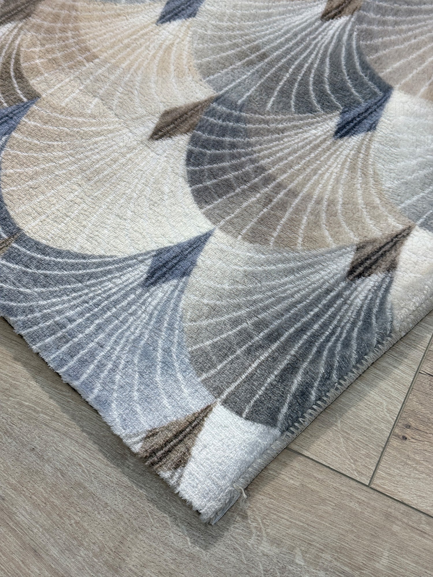 Bambu Art Deco Yelpaze Desenli Kaymaz Taban Özel Ölçü Kesilebilir Modern Halı