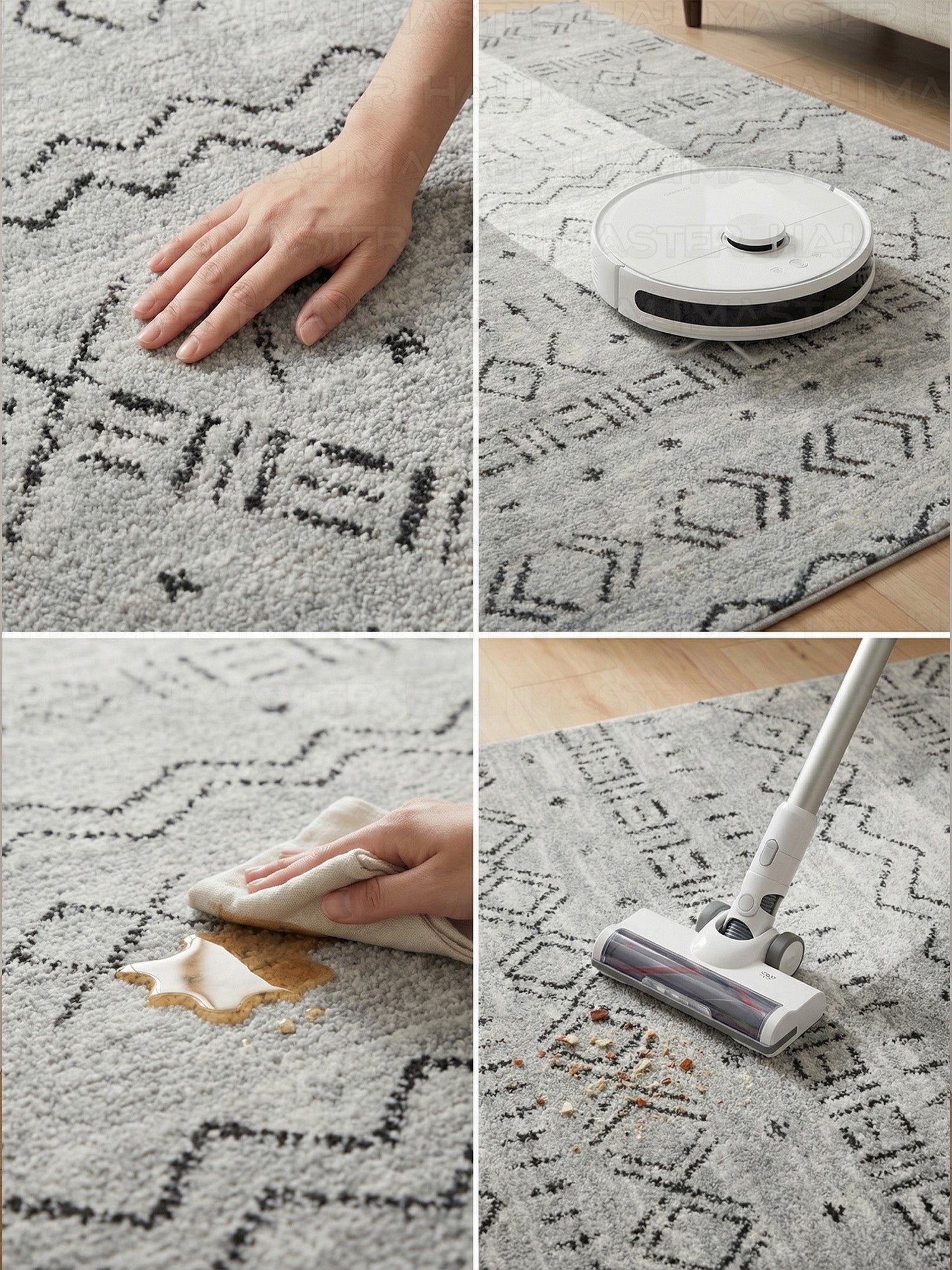 Kilim Etnik Desenli Gri Siyah Modern Halı & Yolluk - Özel Ölçü Seçeneği
