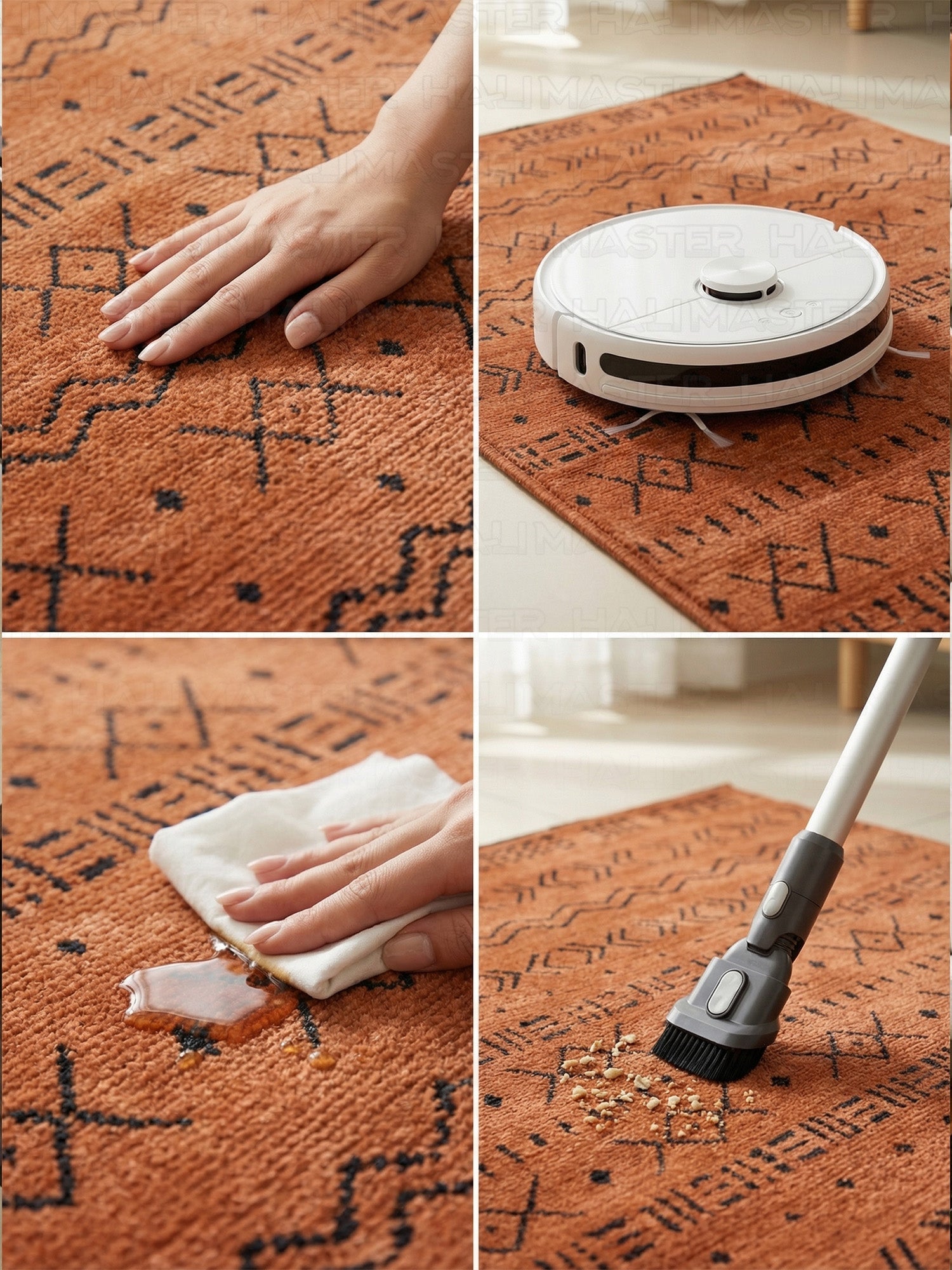 Kilim Etnik Desenli Kiremit Turuncu Modern Halı & Yolluk - Özel Ölçü Seçeneği