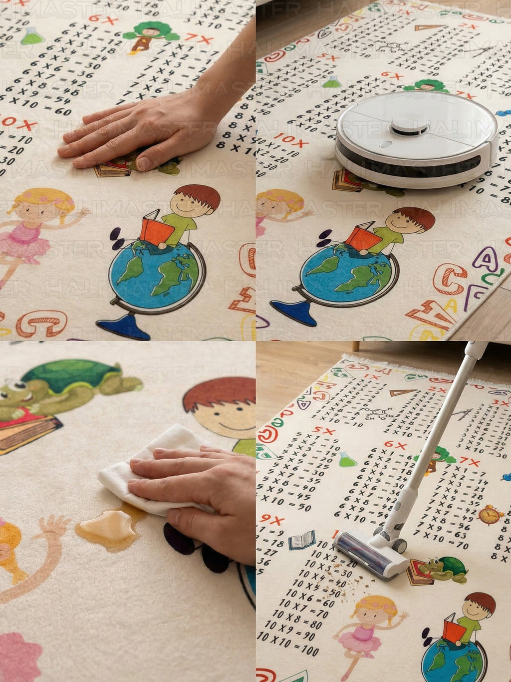 Eğitici Çarpım Tablosu Desenli Çocuk ve Bebek Odası Halısı - Kaymaz Tabanlı  Oyun Halısı