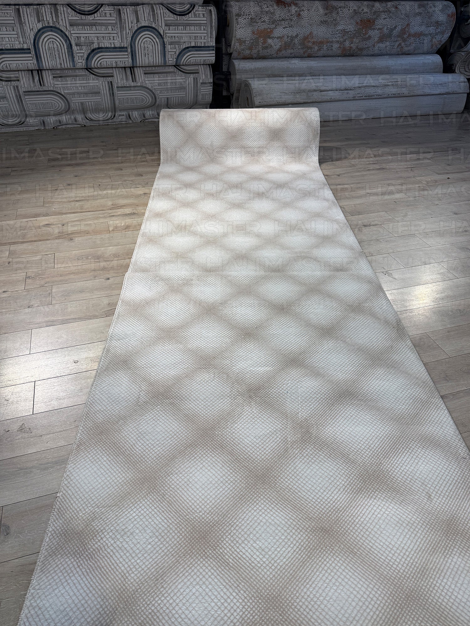 Bambu LUNA Minimal Geometrik Krem Halı – Kaymaz Taban, Özel Ölçü Kesilebilir