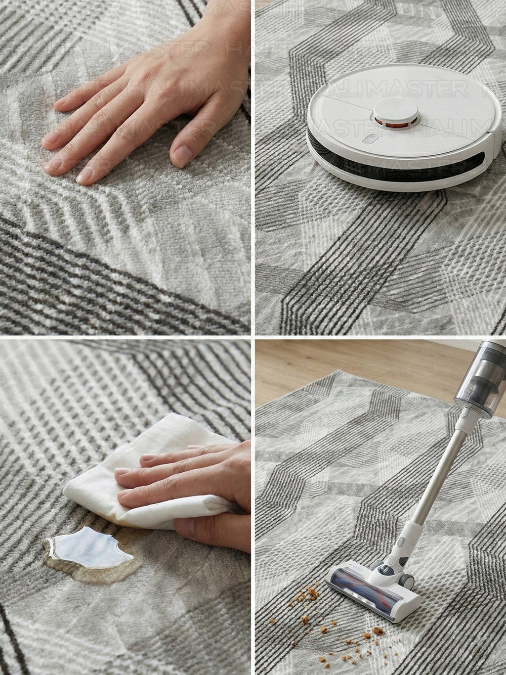 Geometrik Desenli Antrasit Gri Halı - 4 m² (160x230 cm) Salon ve Oturma Odası Halısı