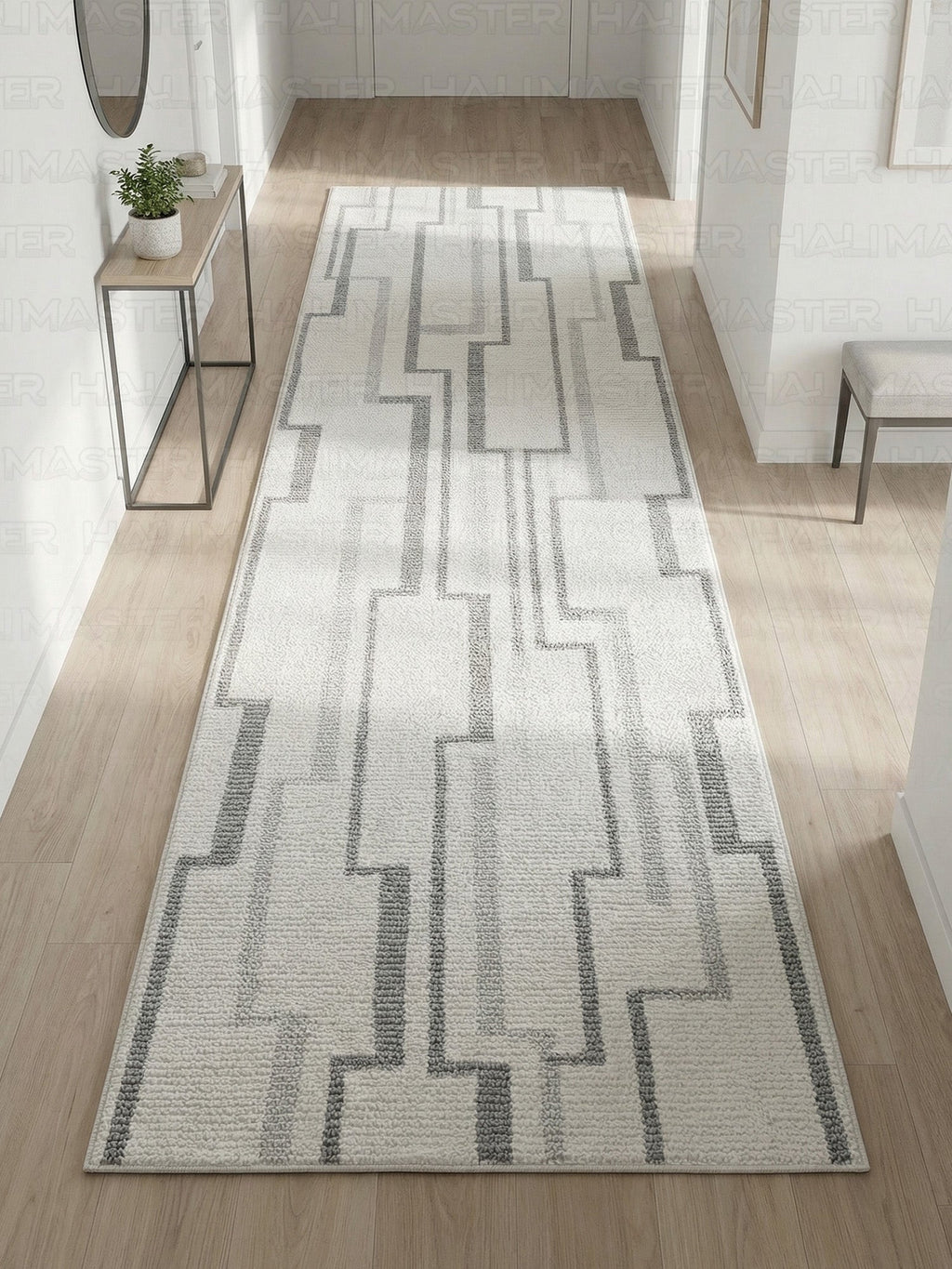 Dekoratif Modern Geometrik Desenli Antrasit Gri Halı - Özel Ölçü