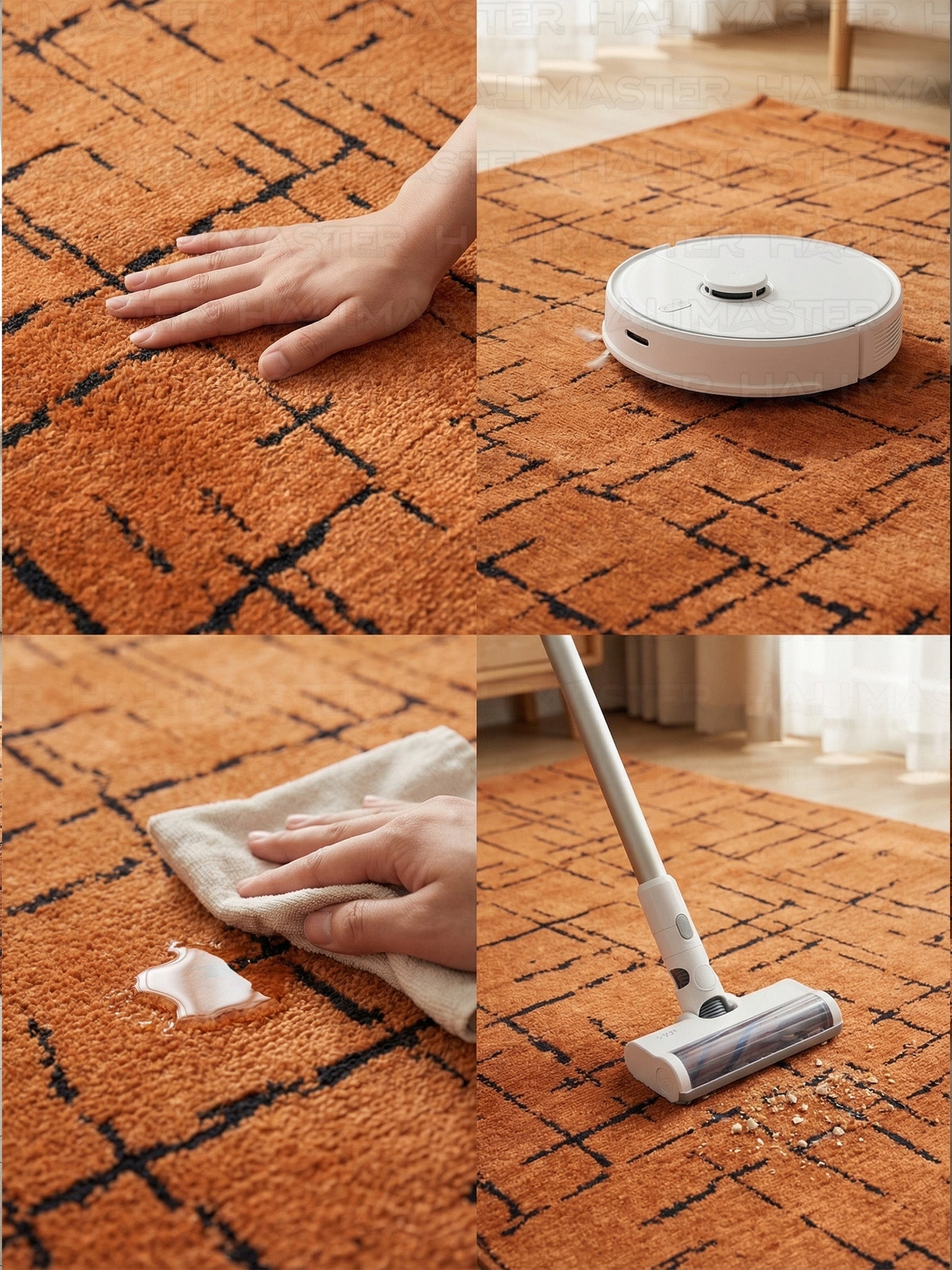Kilim Siyah Çizgili Modern Kiremit Turuncu Salon Halısı ve Yolluk Özel Ölçü