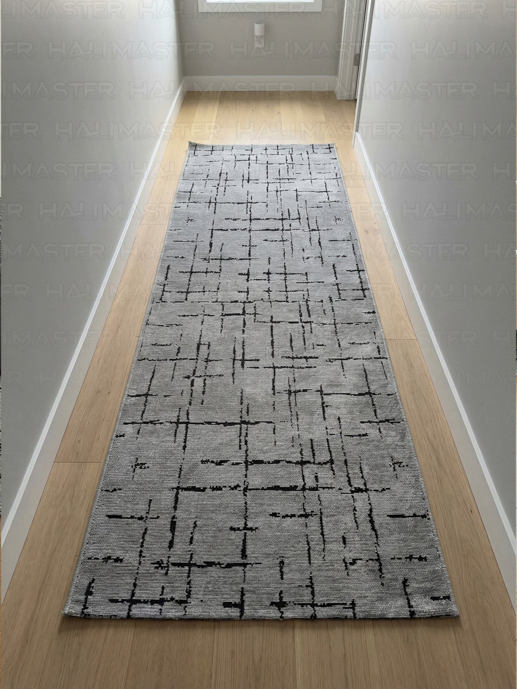 Kilim Siyah Çizgili Modern Gri Salon Halısı ve Yolluk Özel Ölçü
