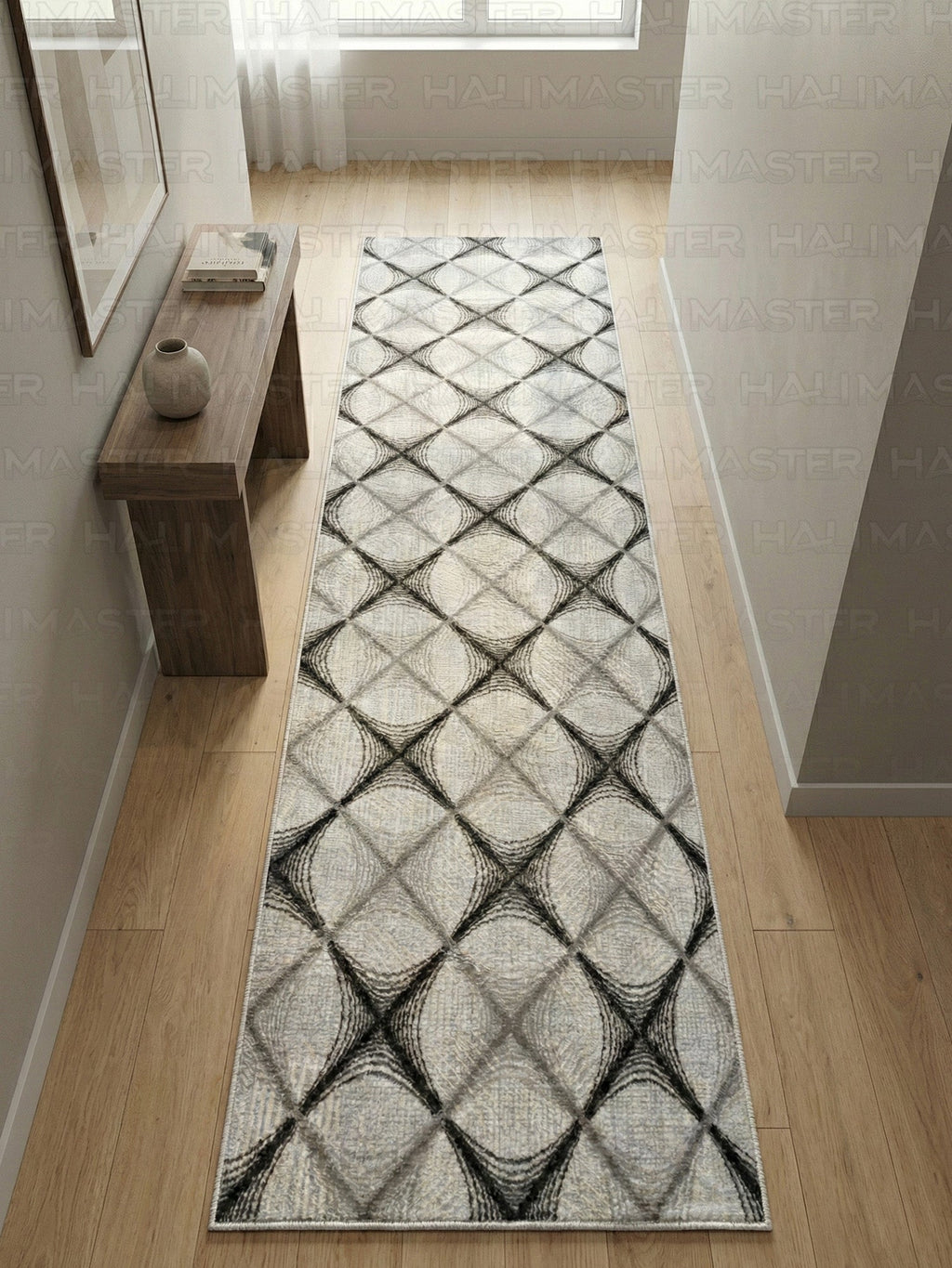 Dinarsu Vizon Krem Minimalist Çizgili Modern Halı - Kaymaz Taban - Özel Ölçü