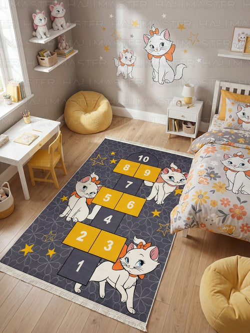 Aristocats Marie Figürlü Seksek Oyun Halısı - Eğitici Çocuk Odası Halısı