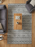 Kilim Etnik Desenli Gri Siyah Modern Halı & Yolluk - Özel Ölçü Seçeneği
