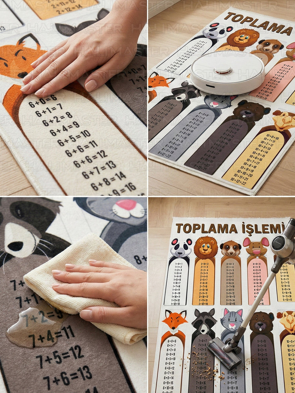 Hayvan Figürlü Eğitici Toplama İşlemi Çocuk Odası Halısı