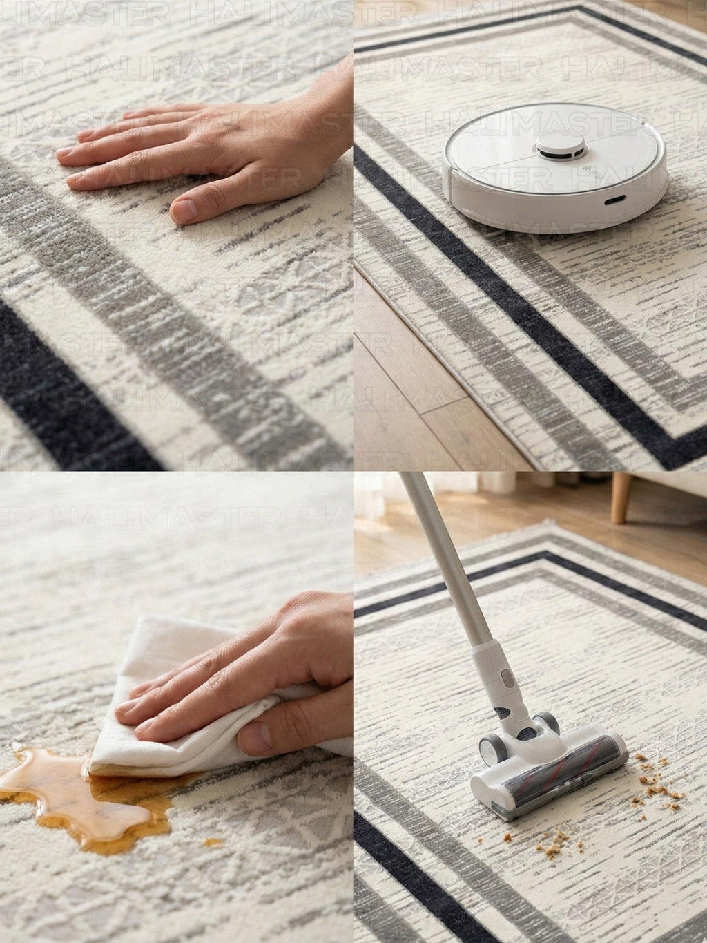 Minimalist Çerçeve Tasarımlı Dokulu Gri Antrasit Modern Halı