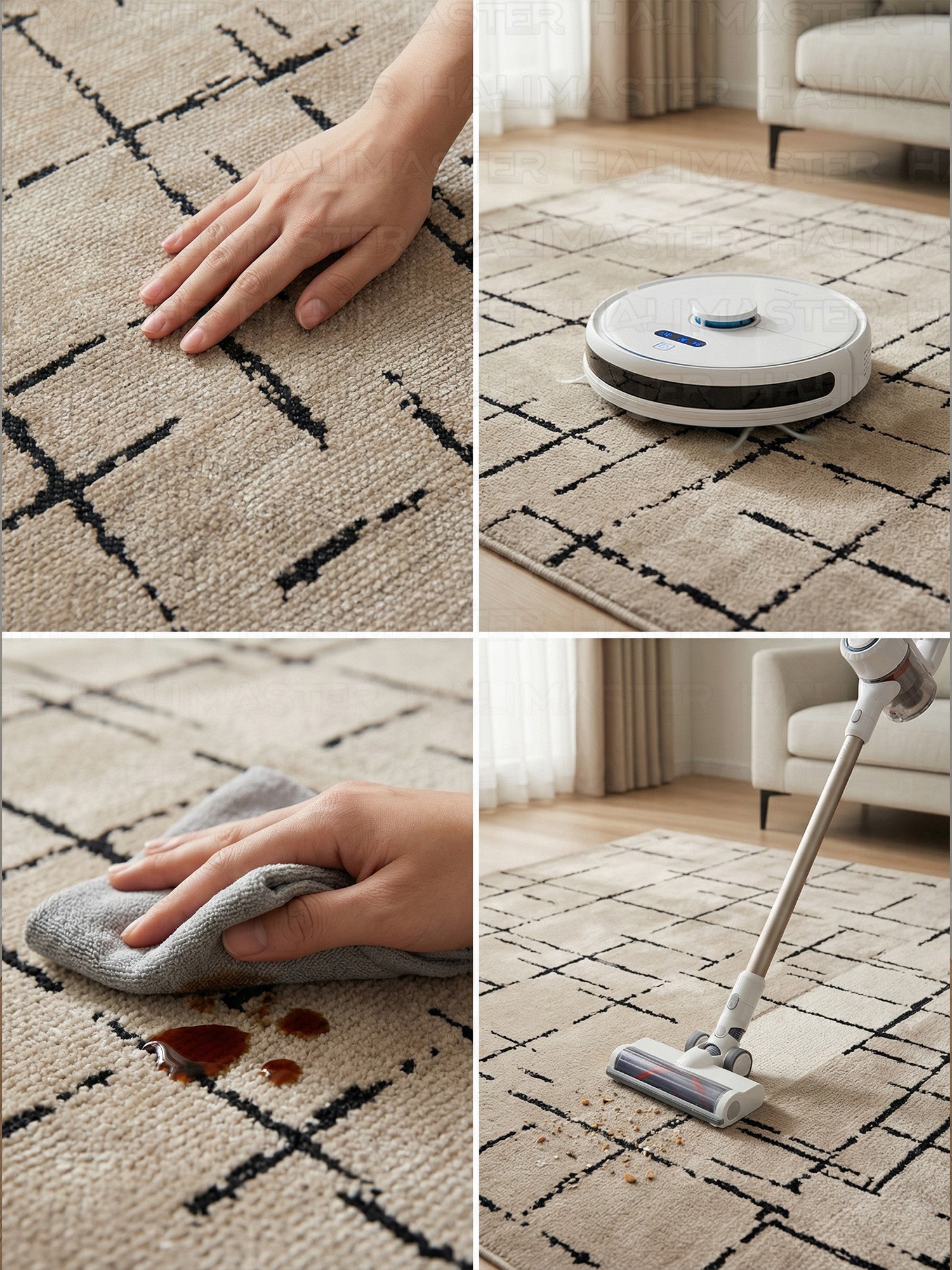 Kilim Siyah Çizgili Modern Açık Kahve Bej - Salon Halısı ve Yolluk Özel Ölçü