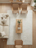 Dekoratif Krem Kabartma Desenli Modern Salon & Yolluk Halı