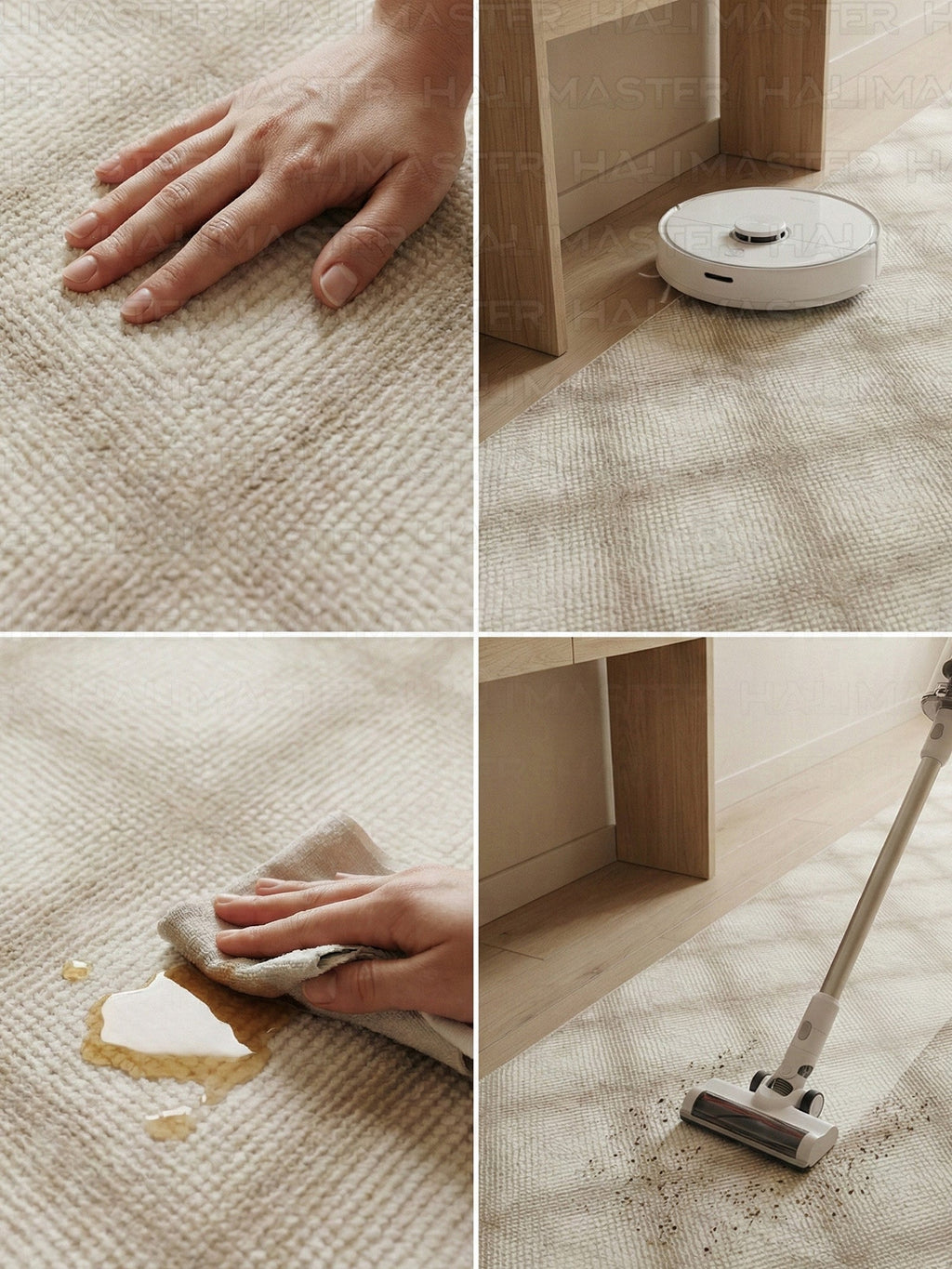 Bambu LUNA Minimal Geometrik Krem Halı – Kaymaz Taban, Özel Ölçü Kesilebilir