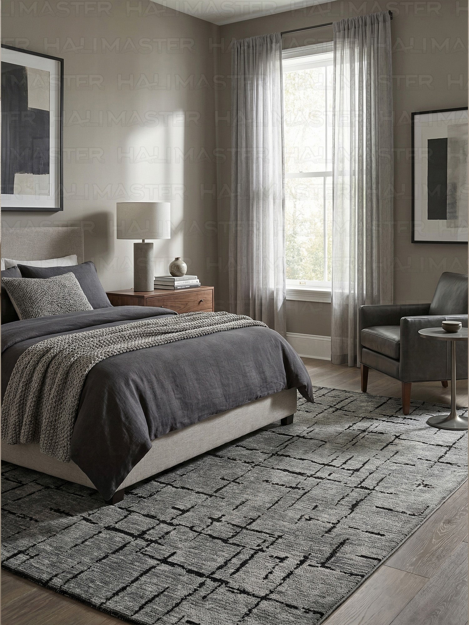 Kilim Siyah Çizgili Modern Antrasit Salon Halısı ve Yolluk Özel Ölçü