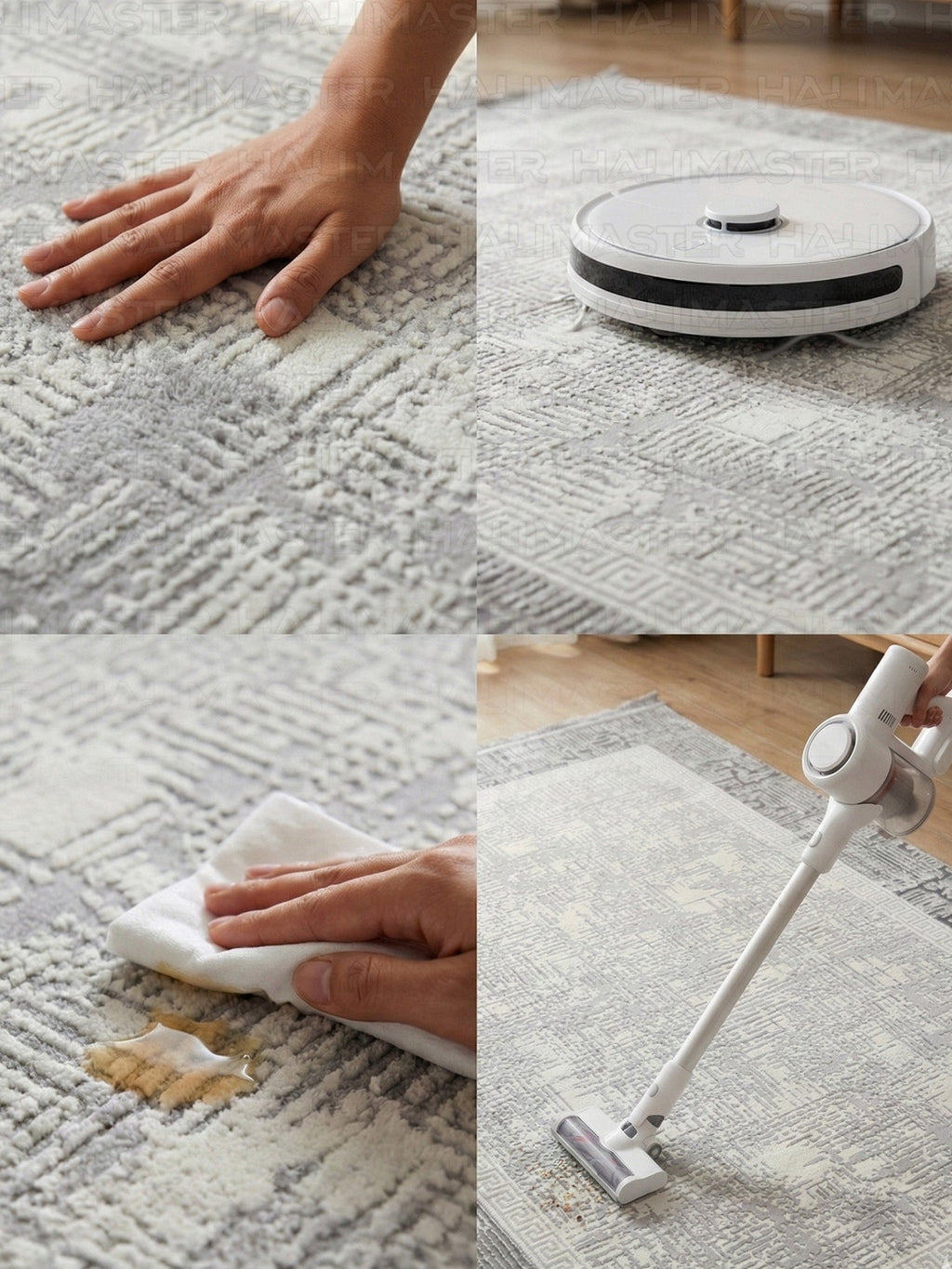 Gri Gümüş Greks Desenli Modern Salon Halısı - Saçaklı Eskitme Desen Lüks Halı