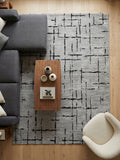 Kilim Siyah Çizgili Modern Gri Salon Halısı ve Yolluk Özel Ölçü