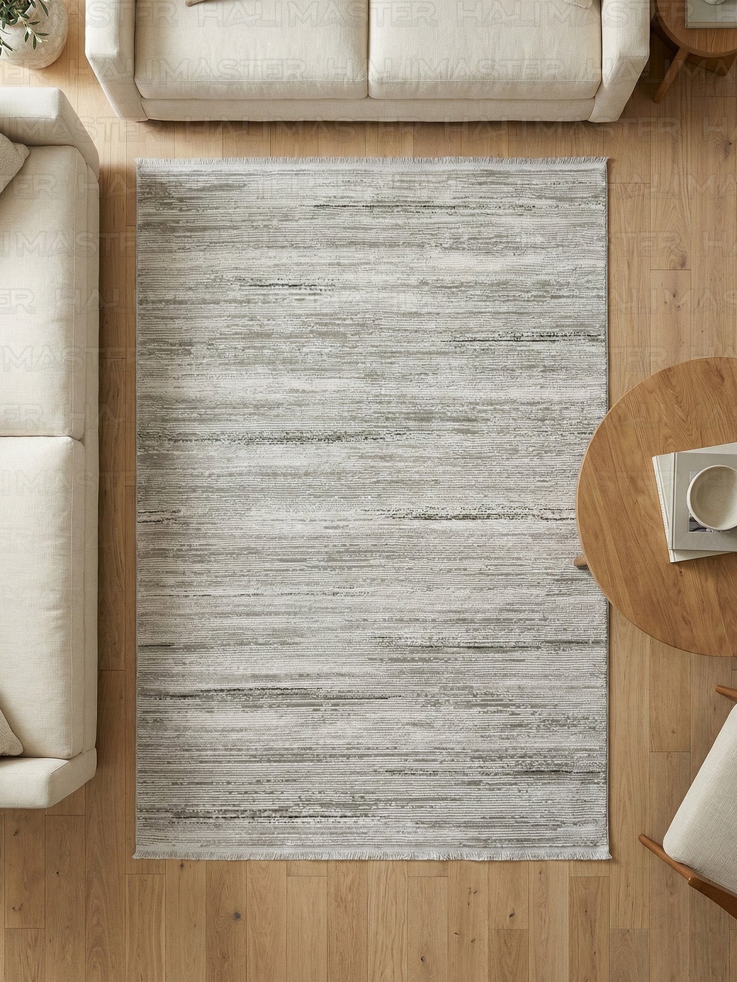 Minimalist Lineer Tasarım Modern Halı - Eskitme Görünümlü Gri Antrasit