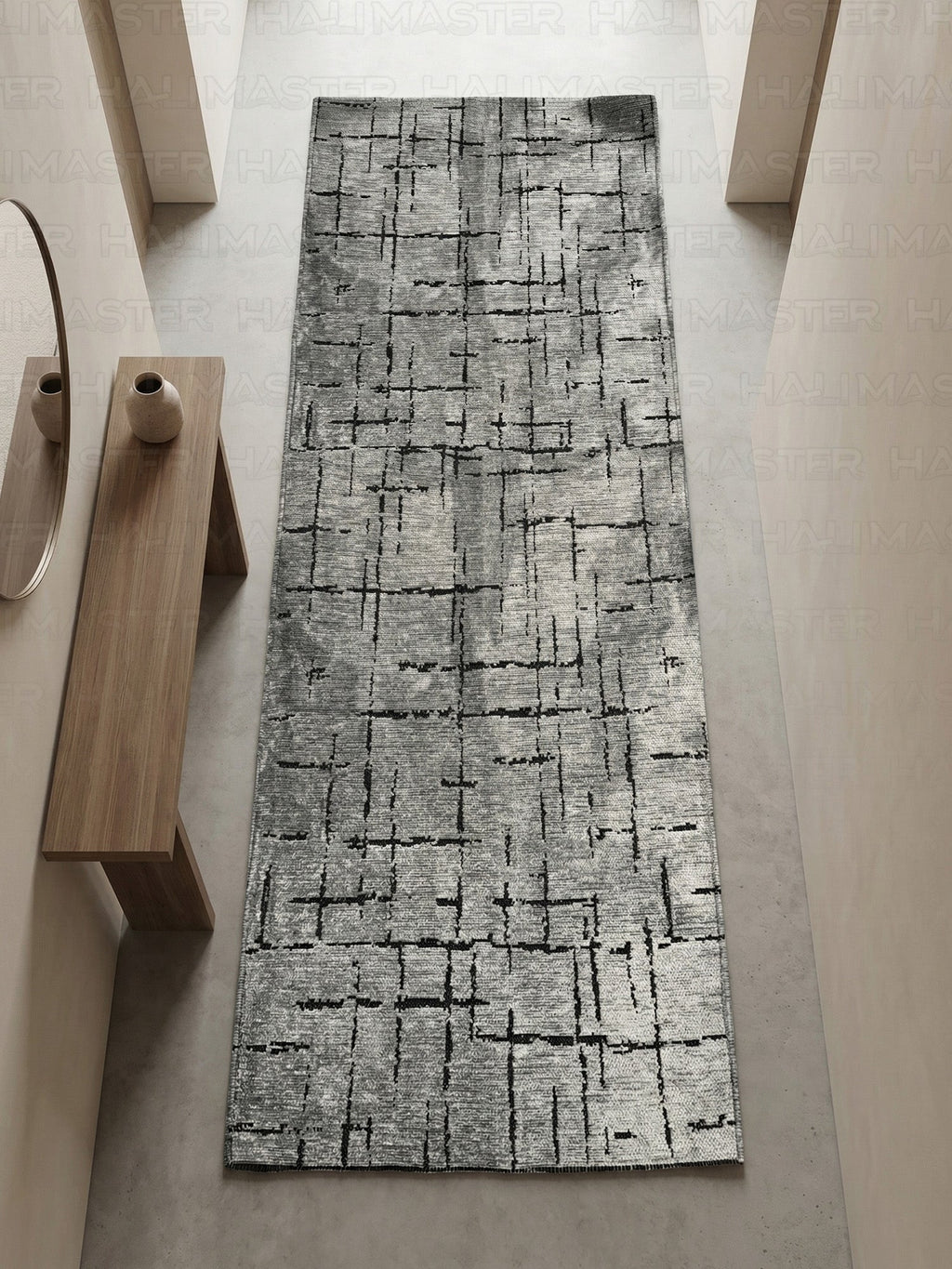 Kilim Siyah Çizgili Modern Antrasit Salon Halısı ve Yolluk Özel Ölçü