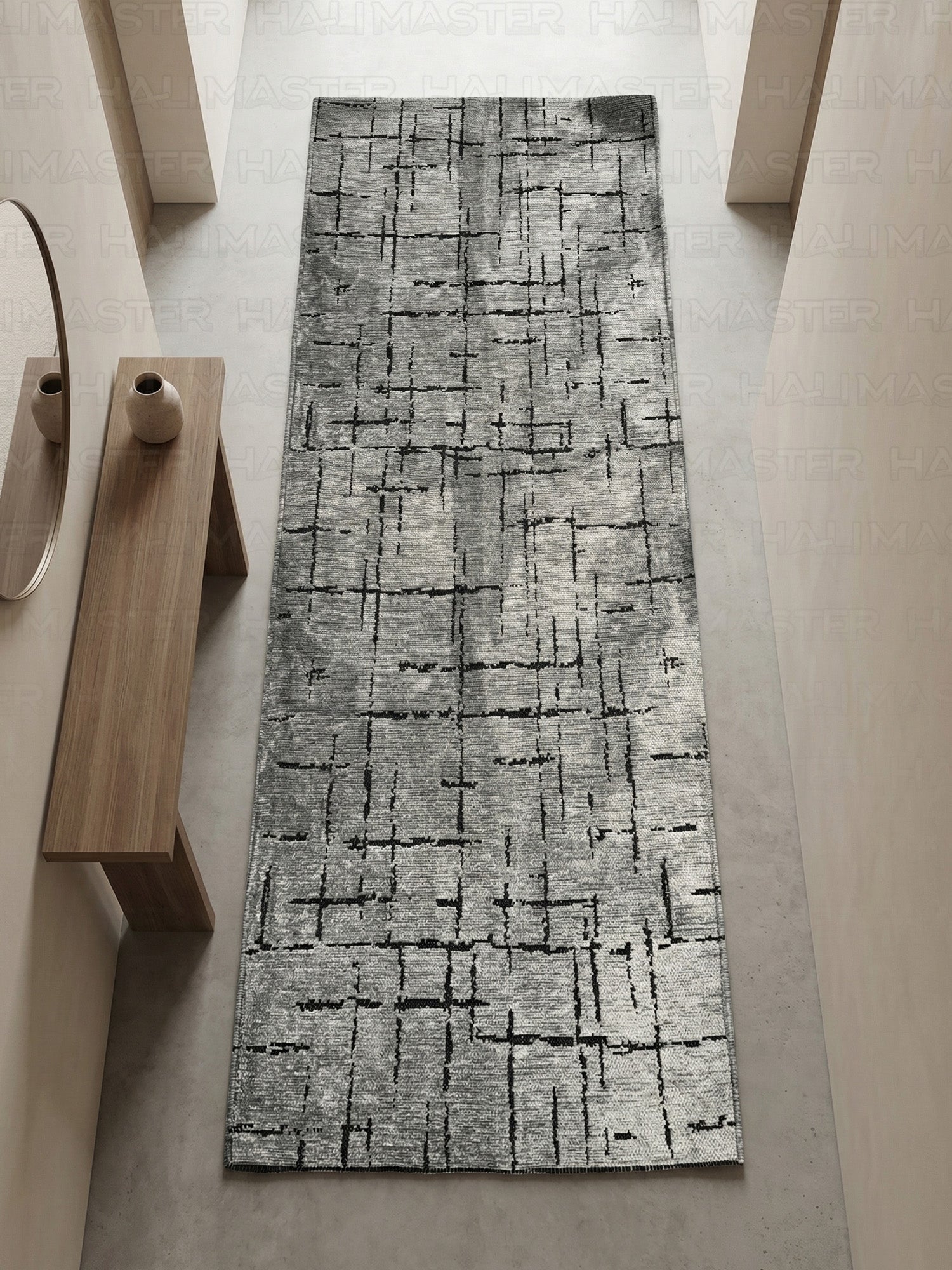 Kilim Siyah Çizgili Modern Antrasit Salon Halısı ve Yolluk Özel Ölçü
