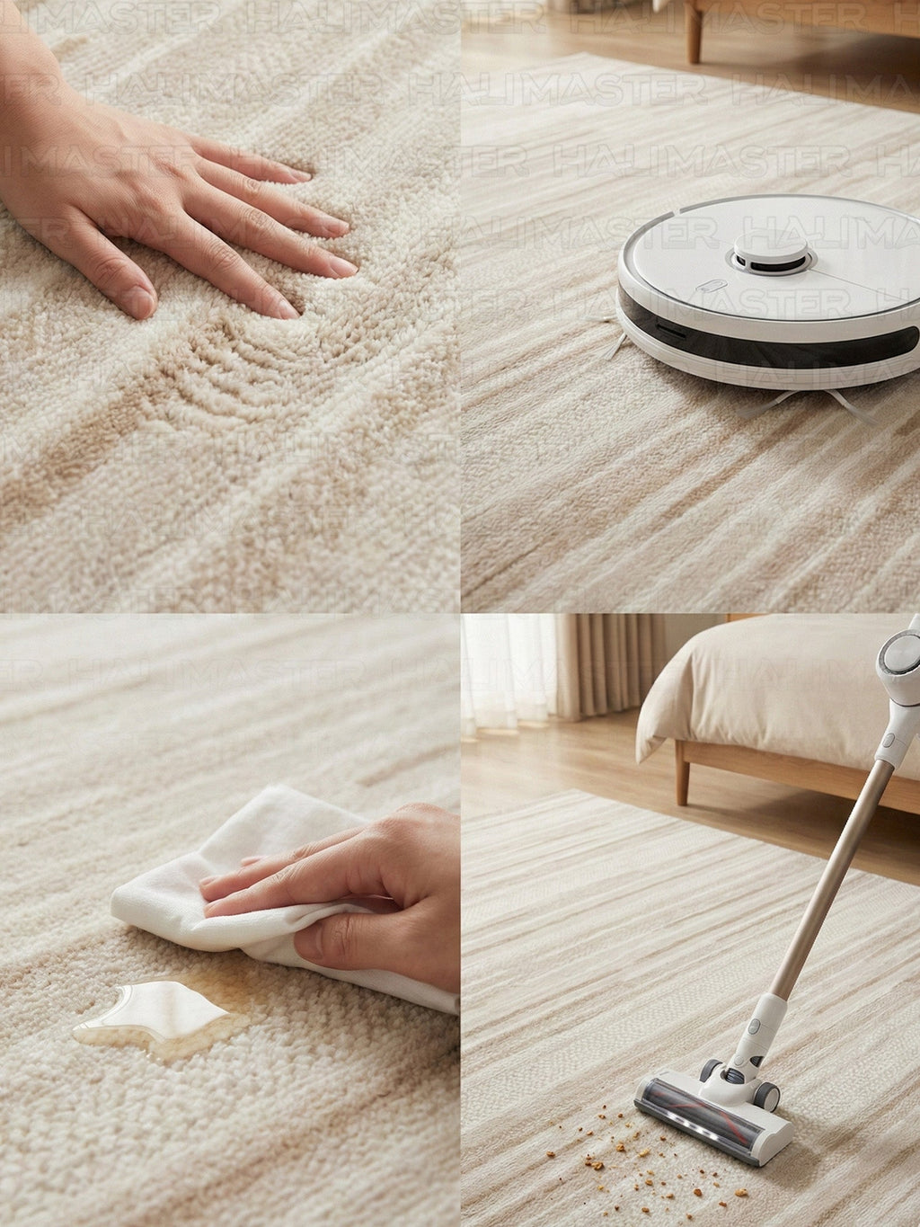 Bambu Modern Bej Çizgili Dokuma Halı – Kaymaz Tabanlı, Özel Ölçü Kesilebilir
