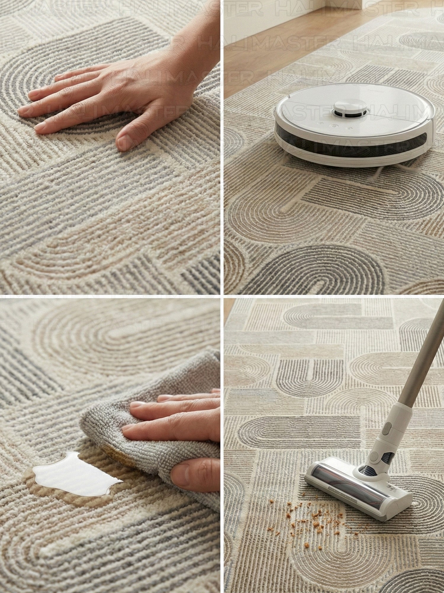 Dinarsu Minimalist U-Line Desenli Kahve - Bej  Vizon Kaymaz Taban Modern Halı