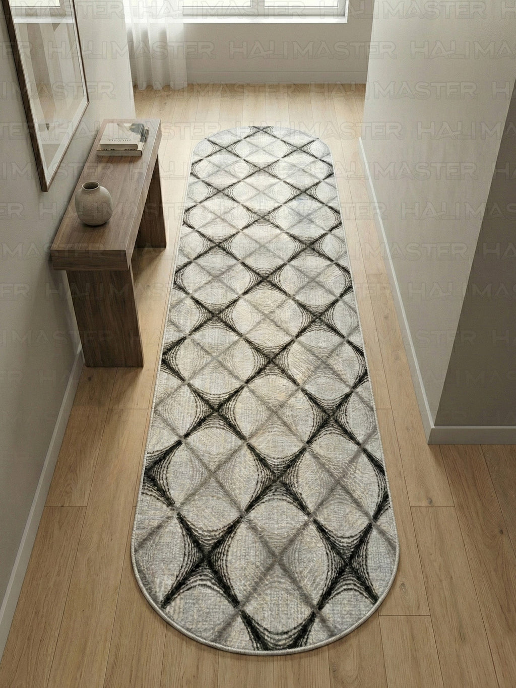 Dinarsu Vizon Krem Minimalist Çizgili Modern Halı - Kaymaz Taban - Özel Ölçü