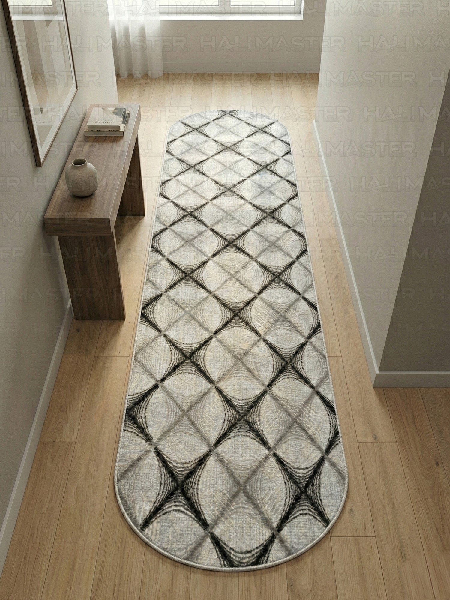 Dinarsu Vizon Krem Minimalist Çizgili Modern Halı - Kaymaz Taban - Özel Ölçü