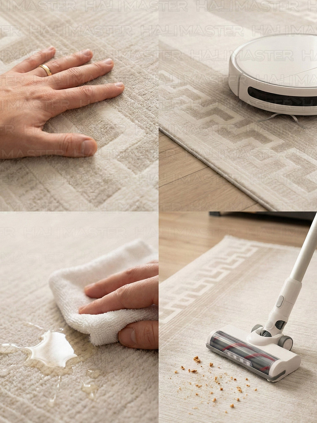 Kumru Grek Desenli Modern Halı - Eskitme Geçişli Kahve ve Krem Özel Ölçü Halı